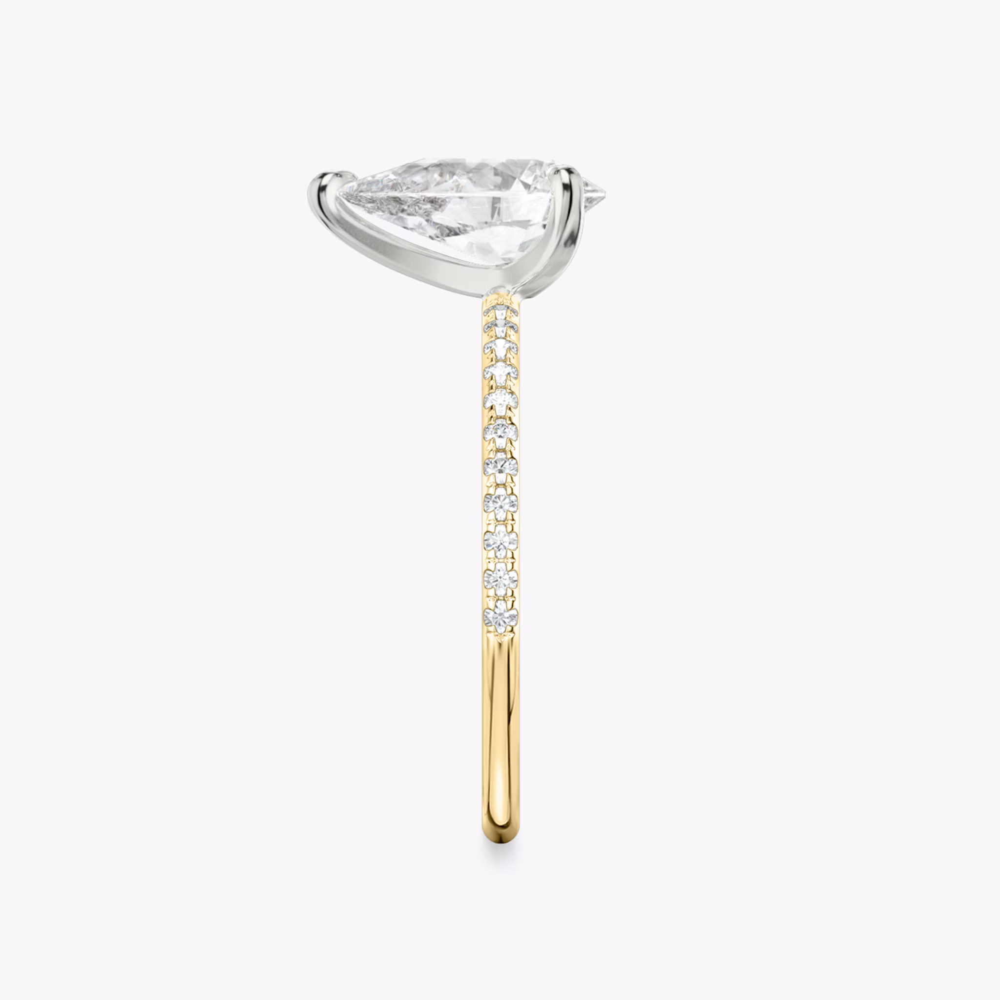 The Classic | Pear | 18k | Yellow Gold and Platinum | bandAccent: Pavé | bandWidth: standard | diamondOrientation: vertical | caratWeight: other