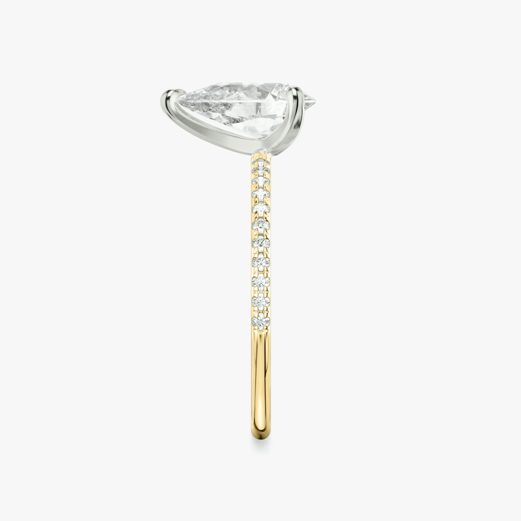 The Classic | Pear | 18k | Yellow Gold and Platinum | bandAccent: Pavé | bandWidth: standard | diamondOrientation: vertical | caratWeight: other