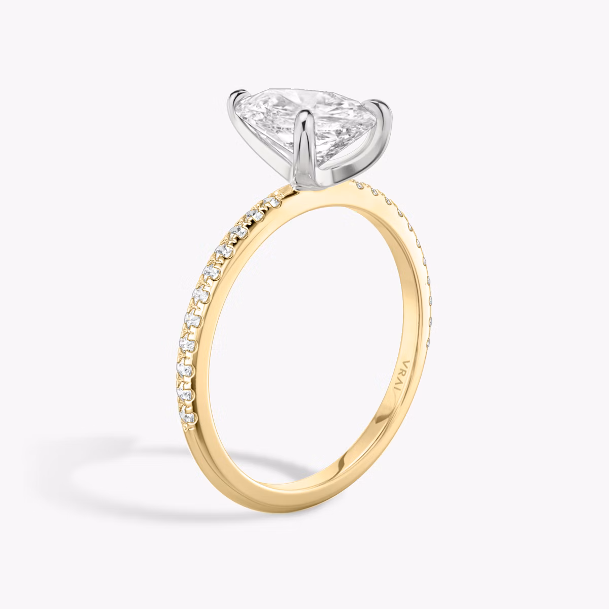 The Classic | Pear | 18k | Yellow Gold and Platinum | bandAccent: Pavé | bandWidth: standard | diamondOrientation: vertical | caratWeight: other