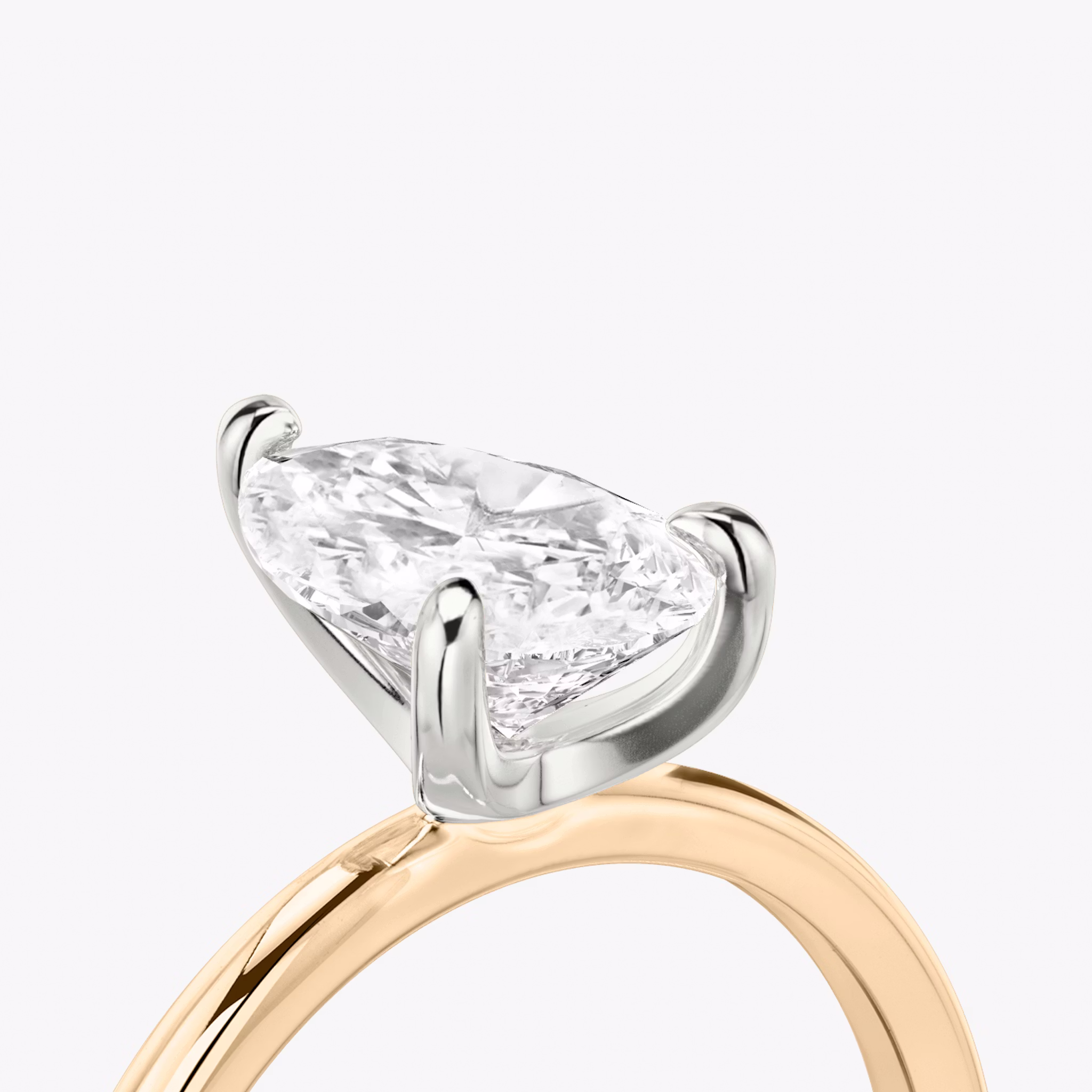 The Classic | Pear | 14k | Rose Gold and Platinum | bandAccent: Plain | bandWidth: standard | diamondOrientation: vertical | caratWeight: other