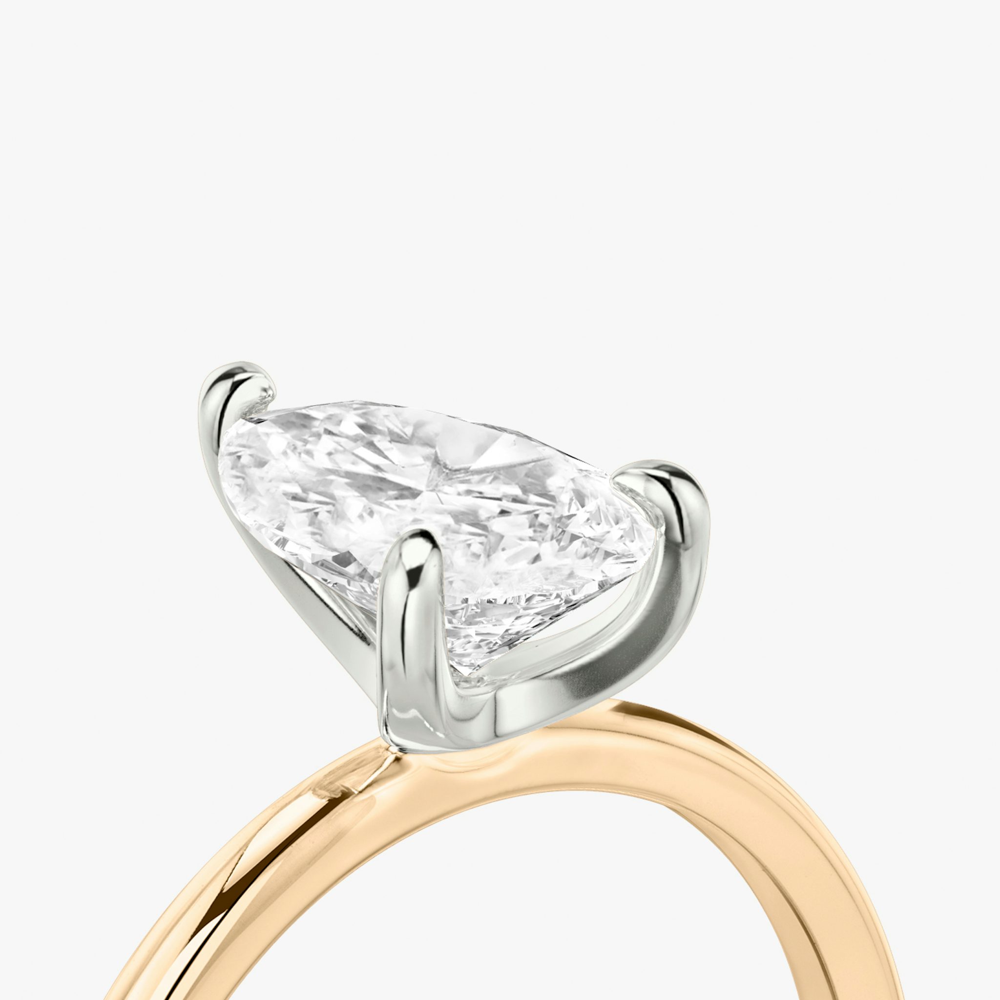 The Classic | Pear | 14k | Rose Gold and Platinum | bandAccent: Plain | bandWidth: standard | diamondOrientation: vertical | caratWeight: other