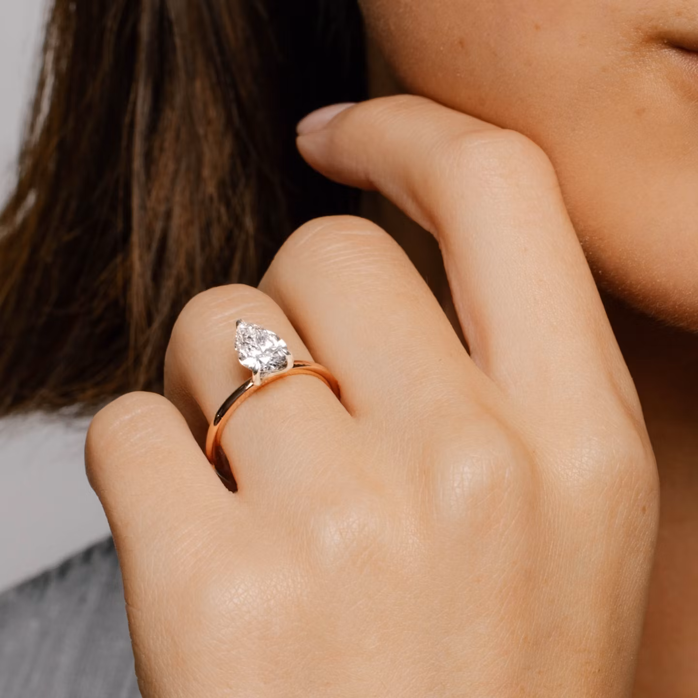 The Classic | Pear | 18k | Yellow Gold and Platinum | bandAccent: Plain | bandWidth: standard | diamondOrientation: vertical | caratWeight: other