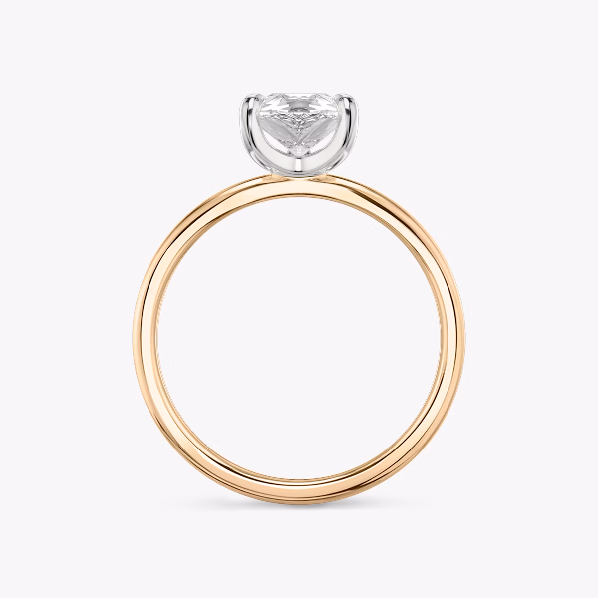 The Classic | Pear | 14k | Rose Gold and Platinum | bandAccent: Plain | bandWidth: standard | diamondOrientation: vertical | caratWeight: other