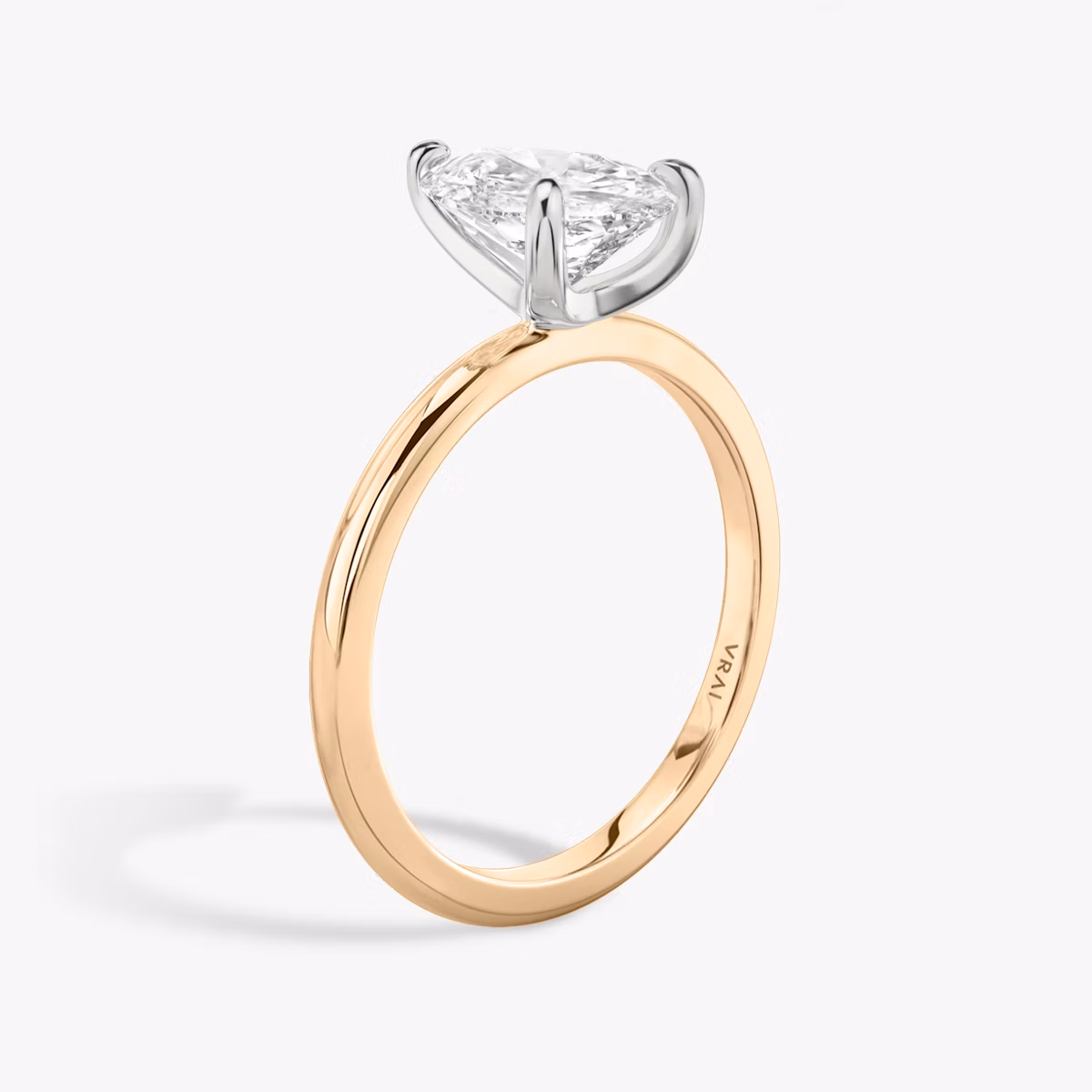 The Classic | Pear | 14k | Rose Gold and Platinum | bandAccent: Plain | bandWidth: standard | diamondOrientation: vertical | caratWeight: other