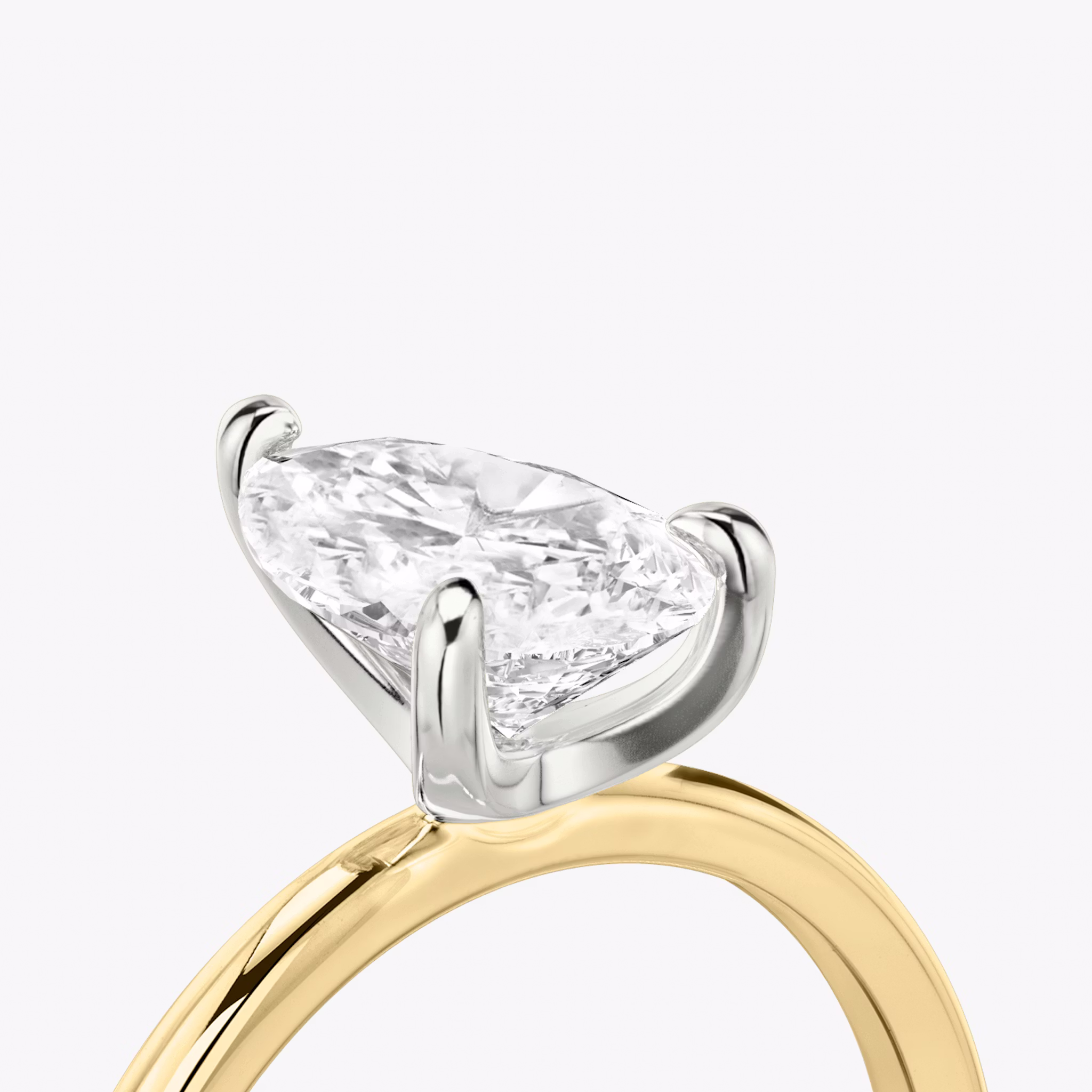 The Classic | Pear | 18k | Yellow Gold and Platinum | bandAccent: Plain | bandWidth: standard | diamondOrientation: vertical | caratWeight: other