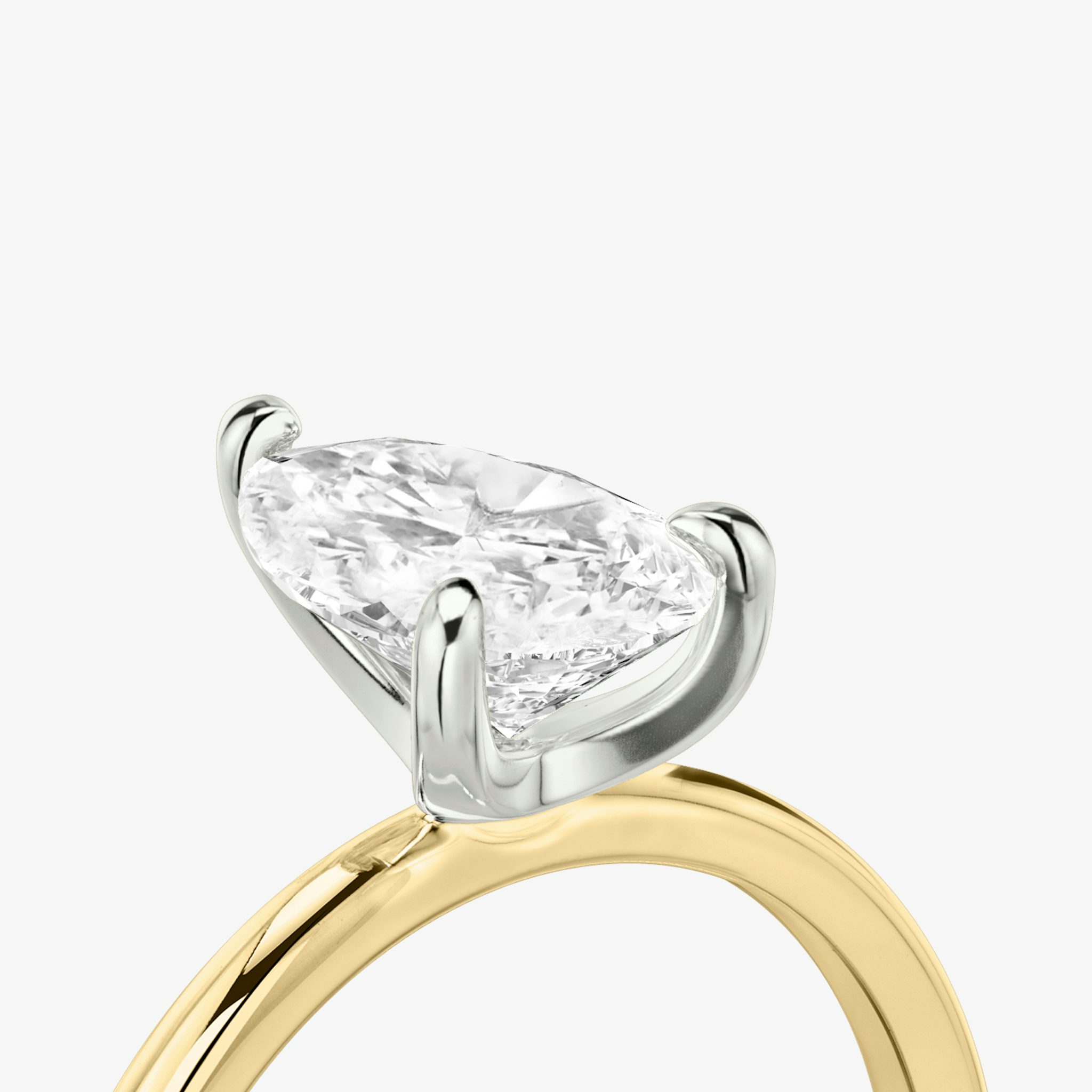 The Classic | Pear | 18k | Yellow Gold and Platinum | bandAccent: Plain | bandWidth: standard | diamondOrientation: vertical | caratWeight: other