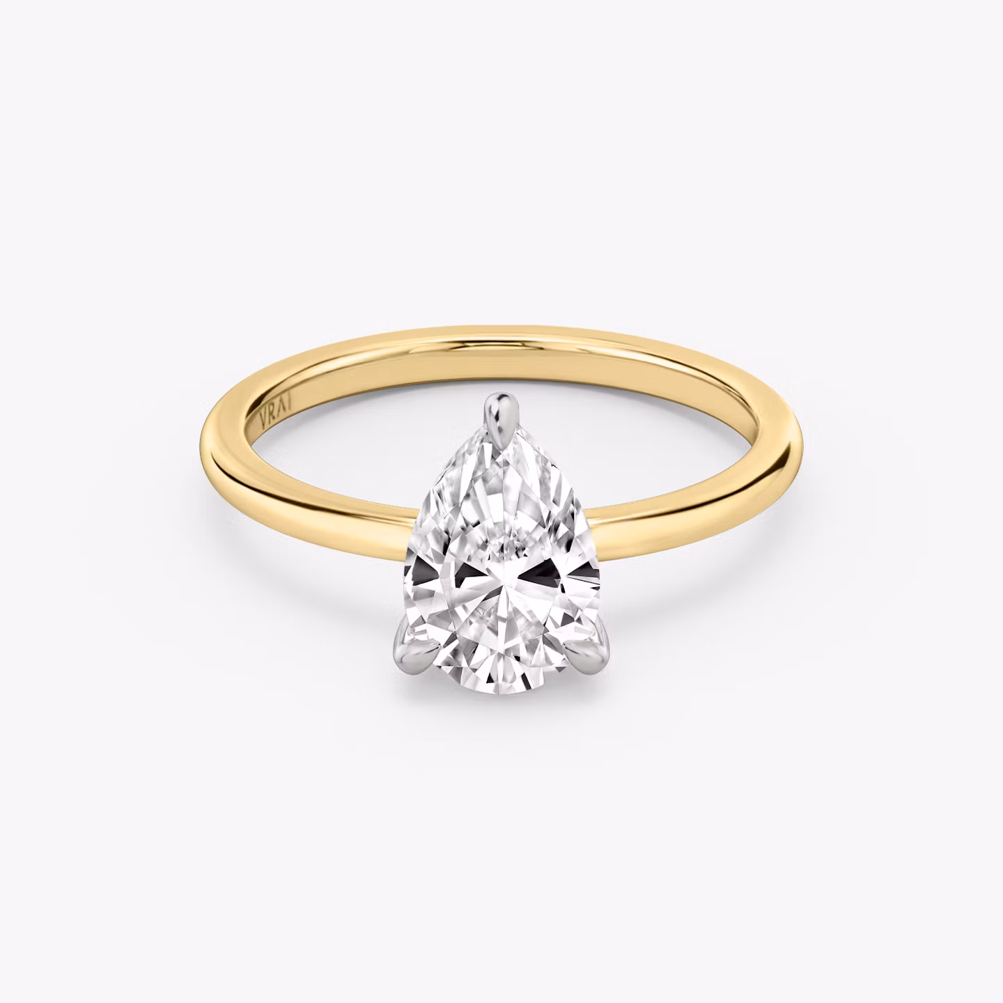 The Classic | Pear | 18k | Yellow Gold and Platinum | bandAccent: Plain | bandWidth: standard | diamondOrientation: vertical | caratWeight: other