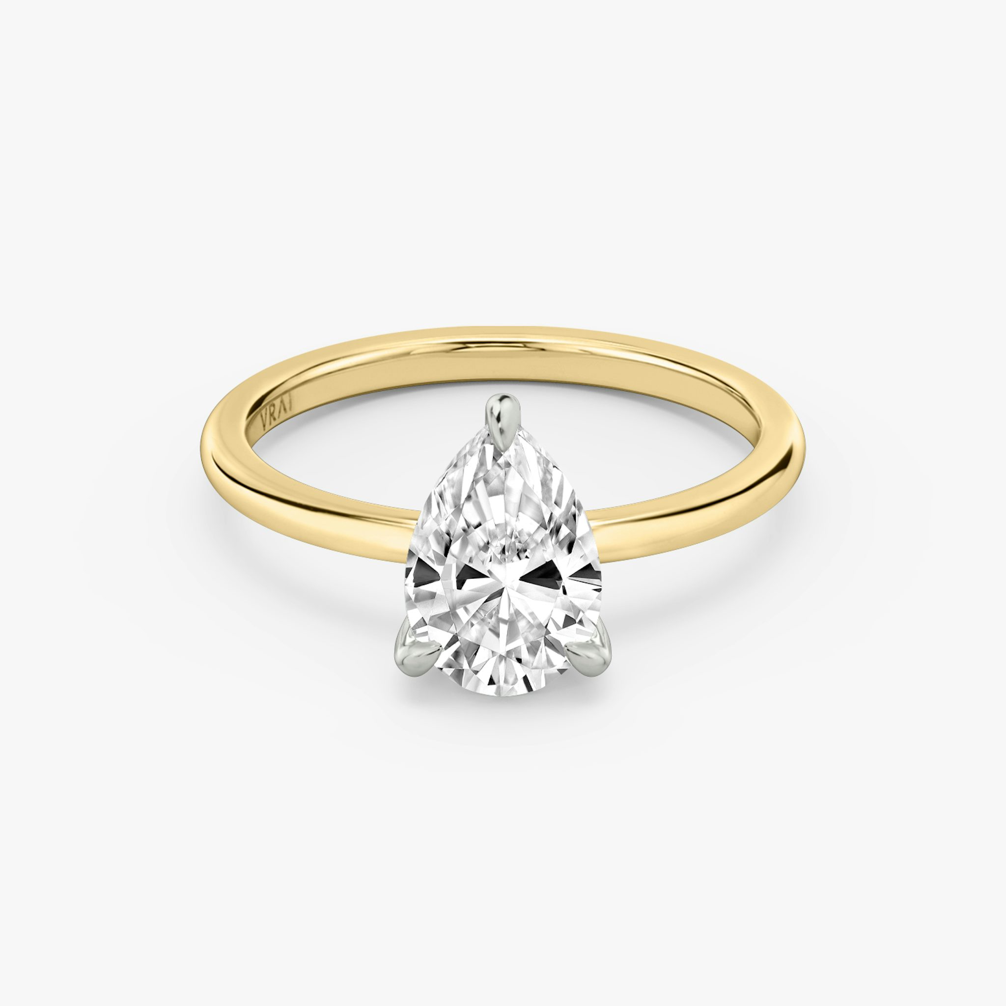The Classic | Pear | 18k | Yellow Gold and Platinum | bandAccent: Plain | bandWidth: standard | diamondOrientation: vertical | caratWeight: other