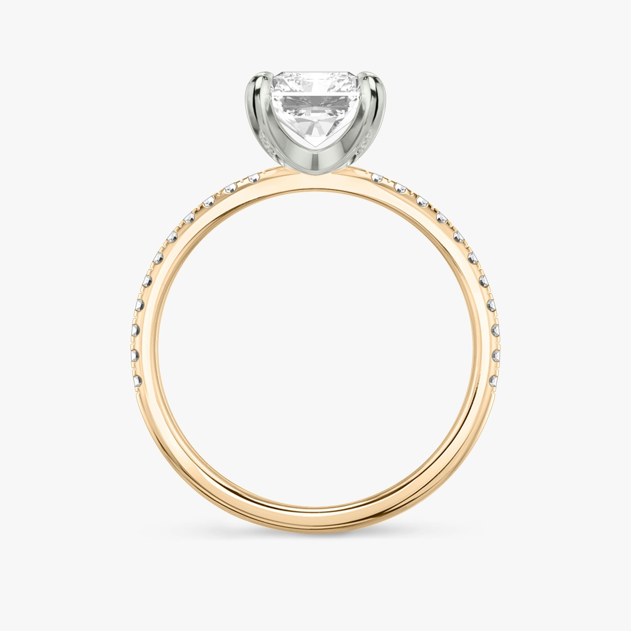 The Classic | Radiant | 14k | Rose Gold and Platinum | bandAccent: Pavé | bandWidth: standard | diamondOrientation: vertical | caratWeight: other