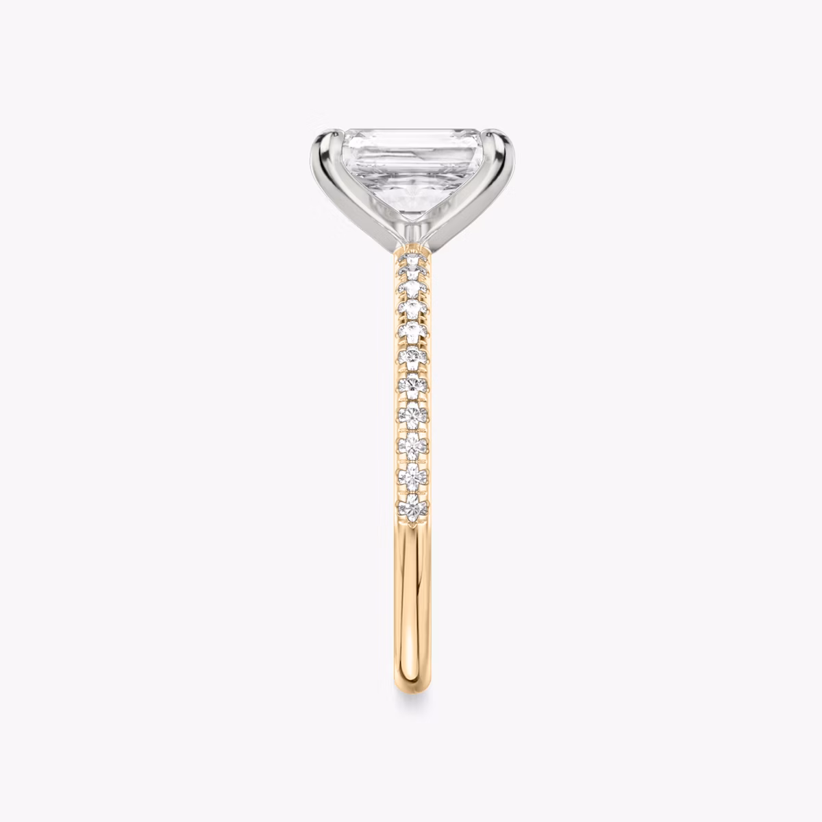 The Classic | Radiant | 14k | Rose Gold and Platinum | bandAccent: Pavé | bandWidth: standard | diamondOrientation: vertical | caratWeight: other