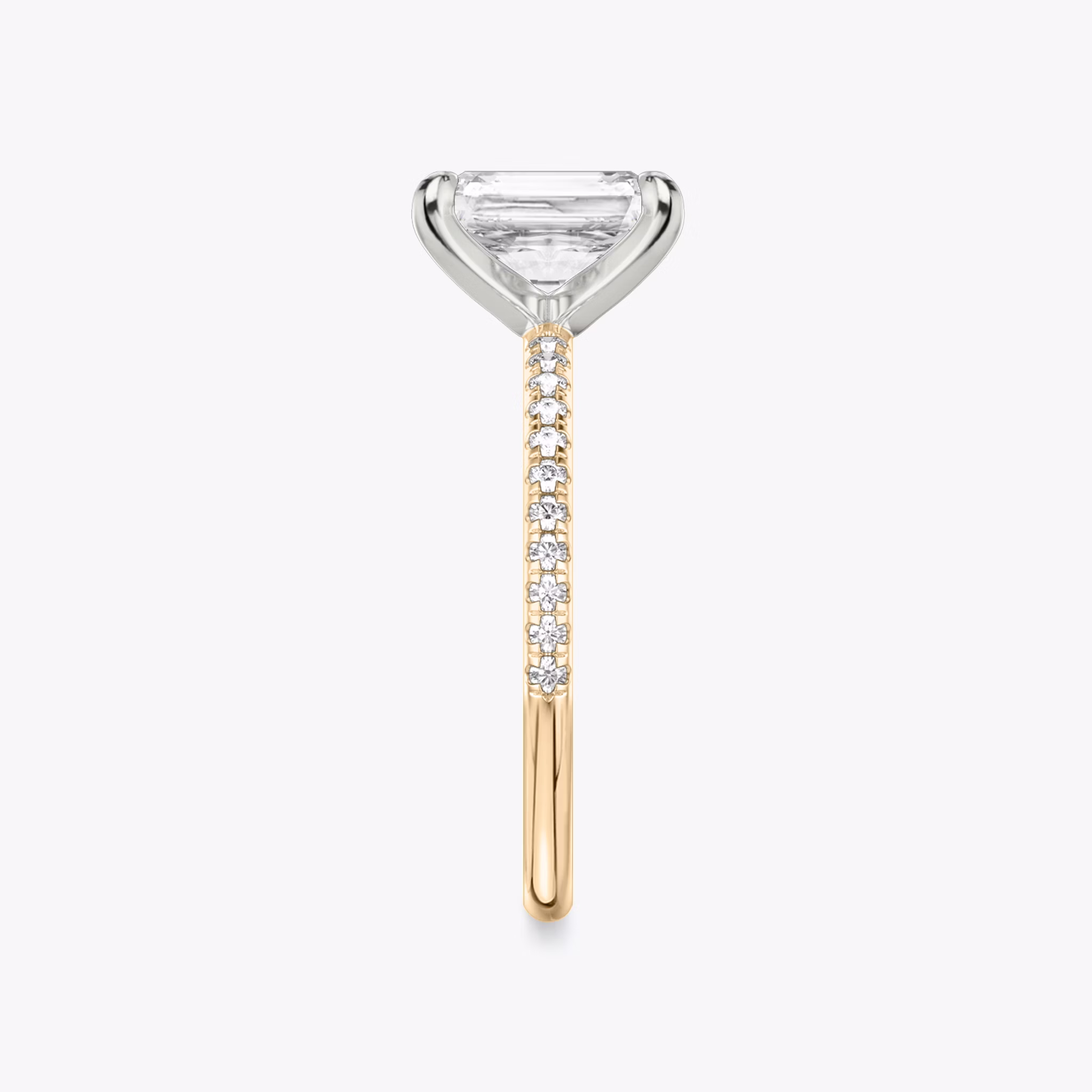 The Classic | Radiant | 14k | Rose Gold and Platinum | bandAccent: Pavé | bandWidth: standard | diamondOrientation: vertical | caratWeight: other