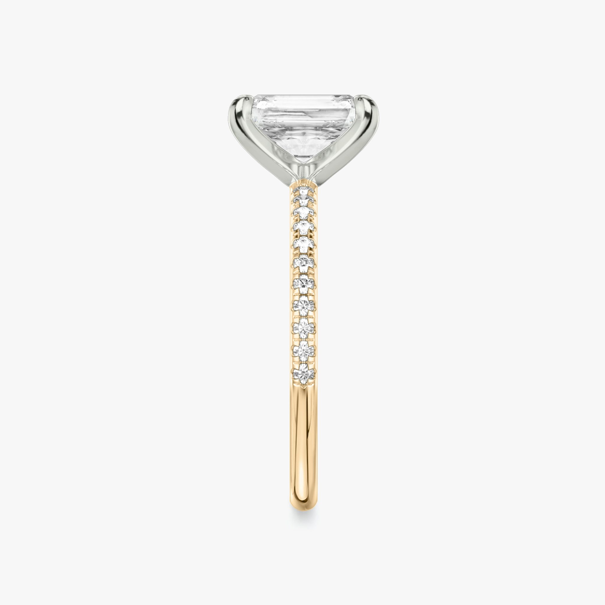The Classic | Radiant | 14k | Rose Gold and Platinum | bandAccent: Pavé | bandWidth: standard | diamondOrientation: vertical | caratWeight: other