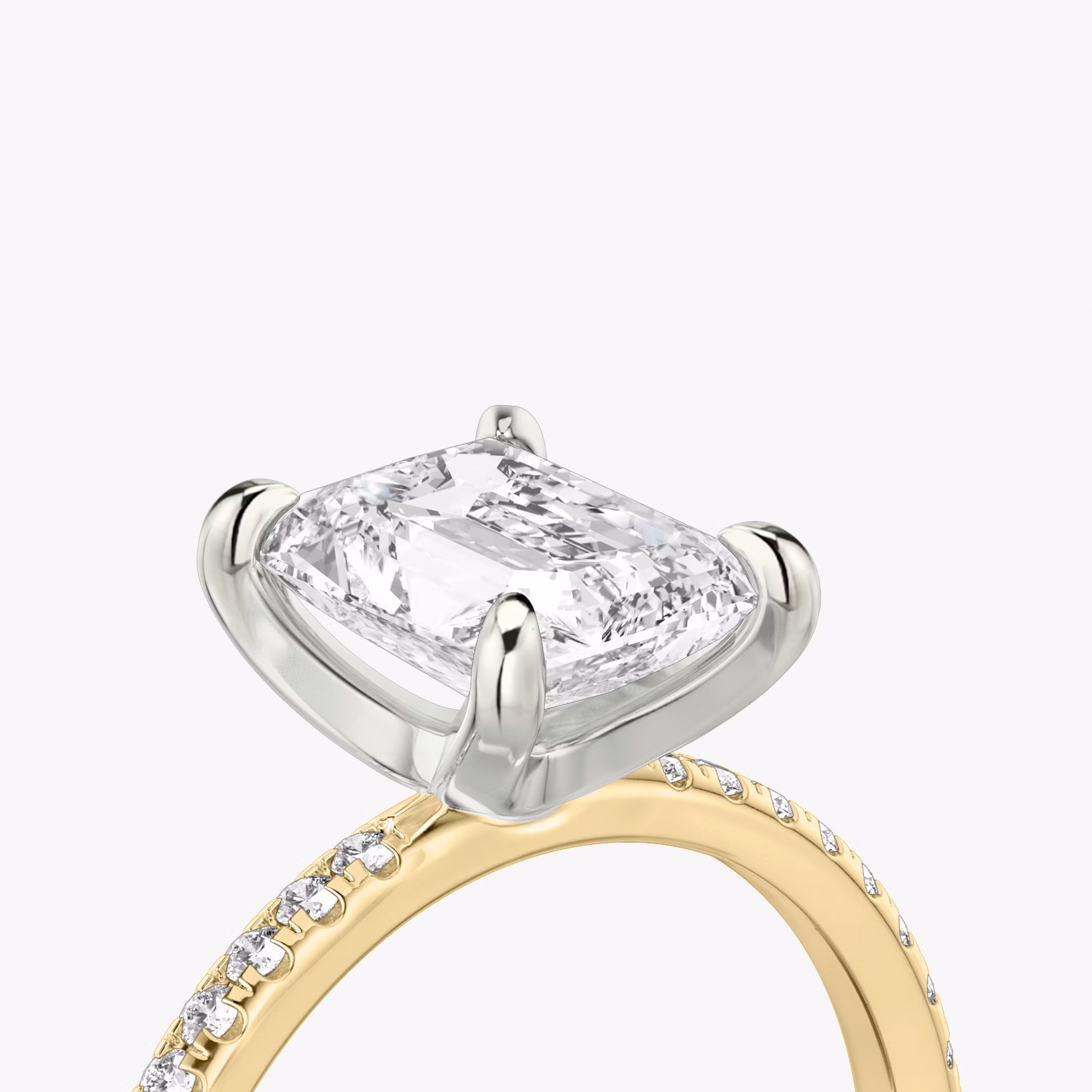 The Classic | Radiant | 18k | Yellow Gold and Platinum | bandAccent: Pavé | bandWidth: standard | diamondOrientation: vertical | caratWeight: other