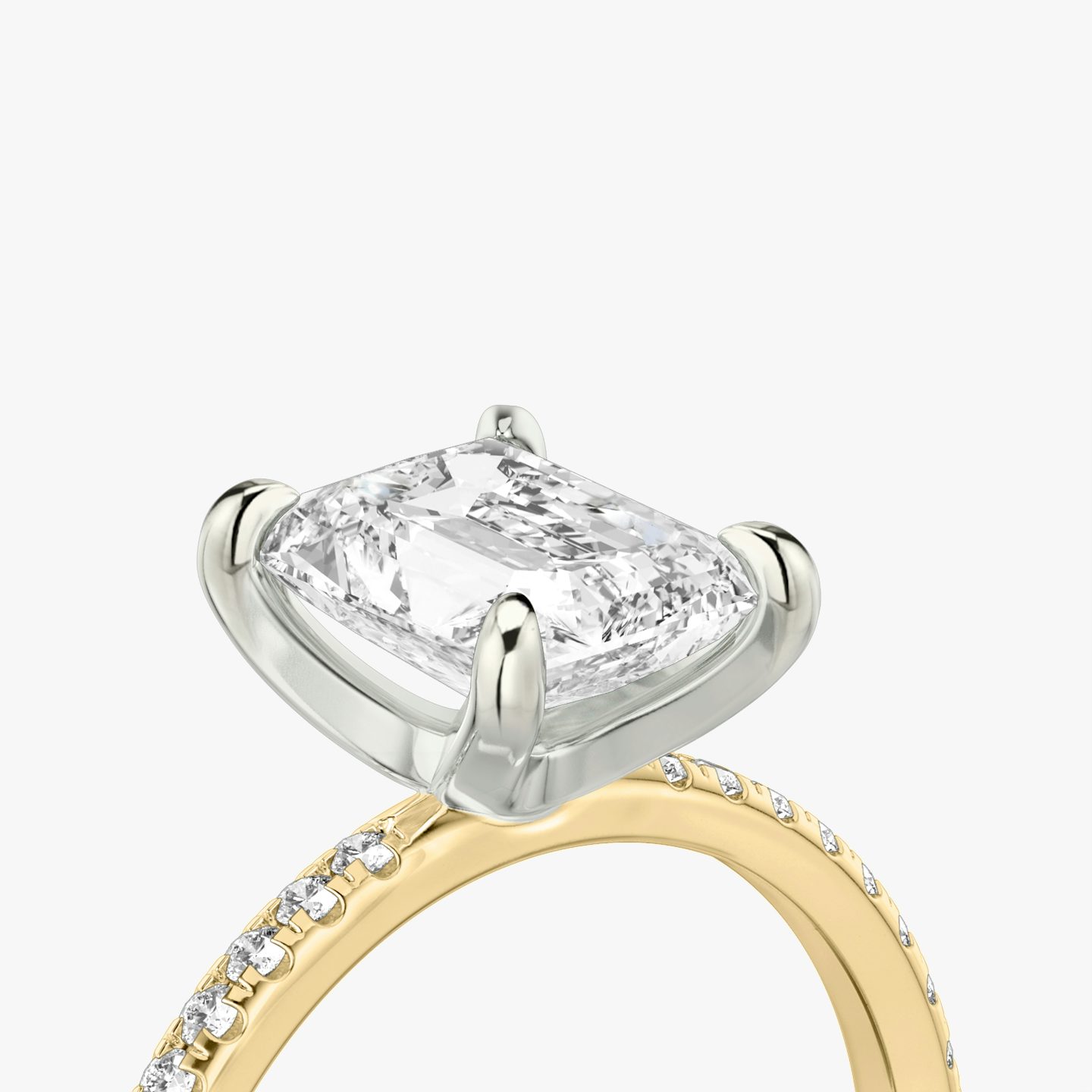 The Classic | Radiant | 18k | Yellow Gold and Platinum | bandAccent: Pavé | bandWidth: standard | diamondOrientation: vertical | caratWeight: other