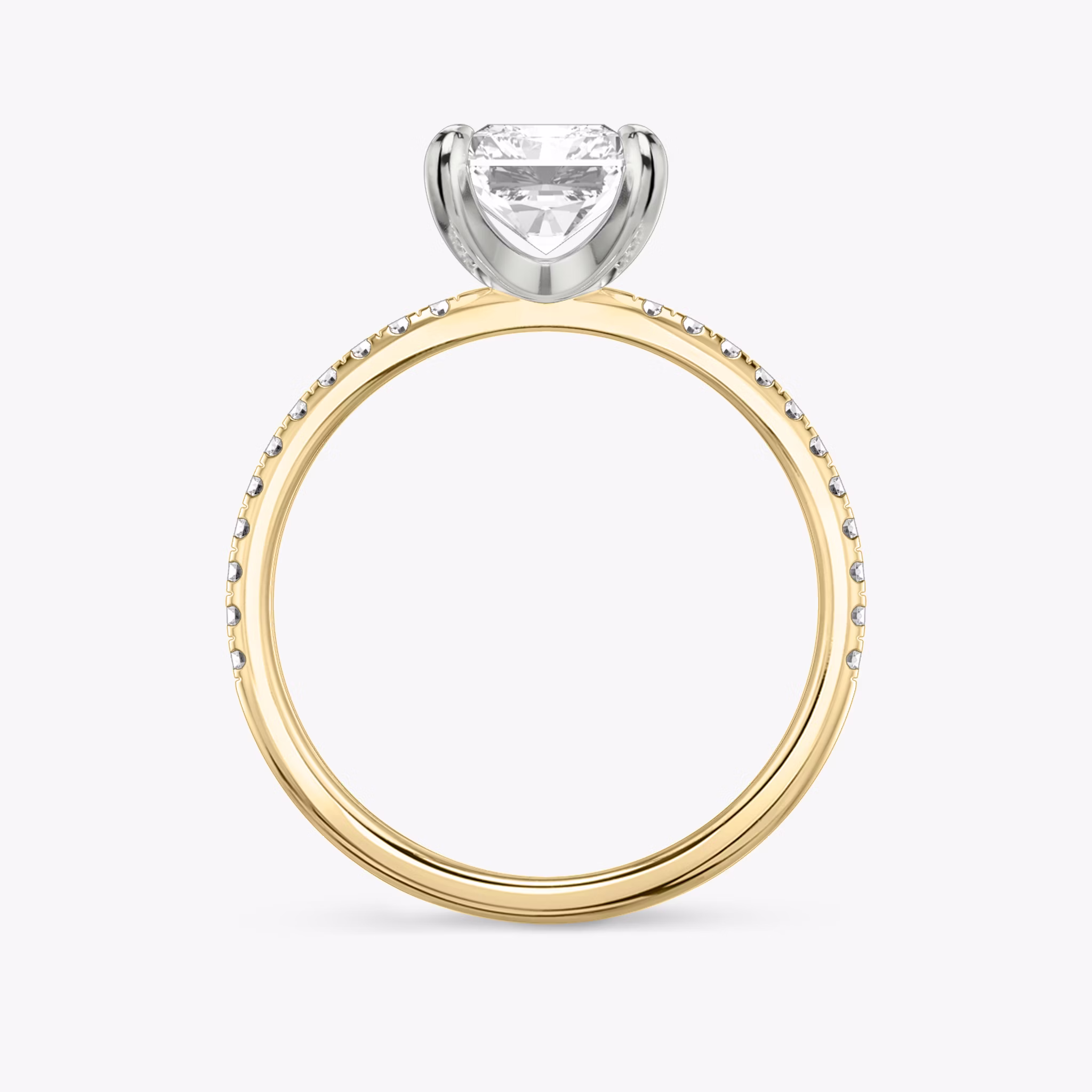 The Classic | Radiant | 18k | Yellow Gold and Platinum | bandAccent: Pavé | bandWidth: standard | diamondOrientation: vertical | caratWeight: other