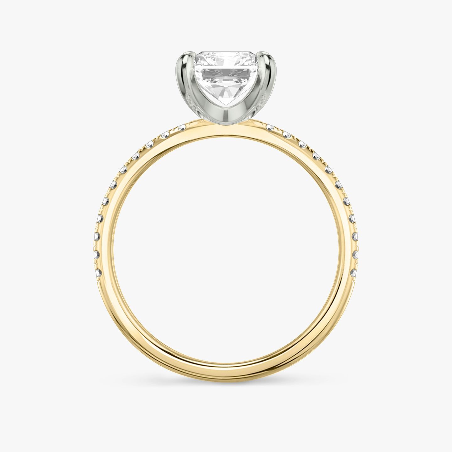 The Classic | Radiant | 18k | Yellow Gold and Platinum | bandAccent: Pavé | bandWidth: standard | diamondOrientation: vertical | caratWeight: other