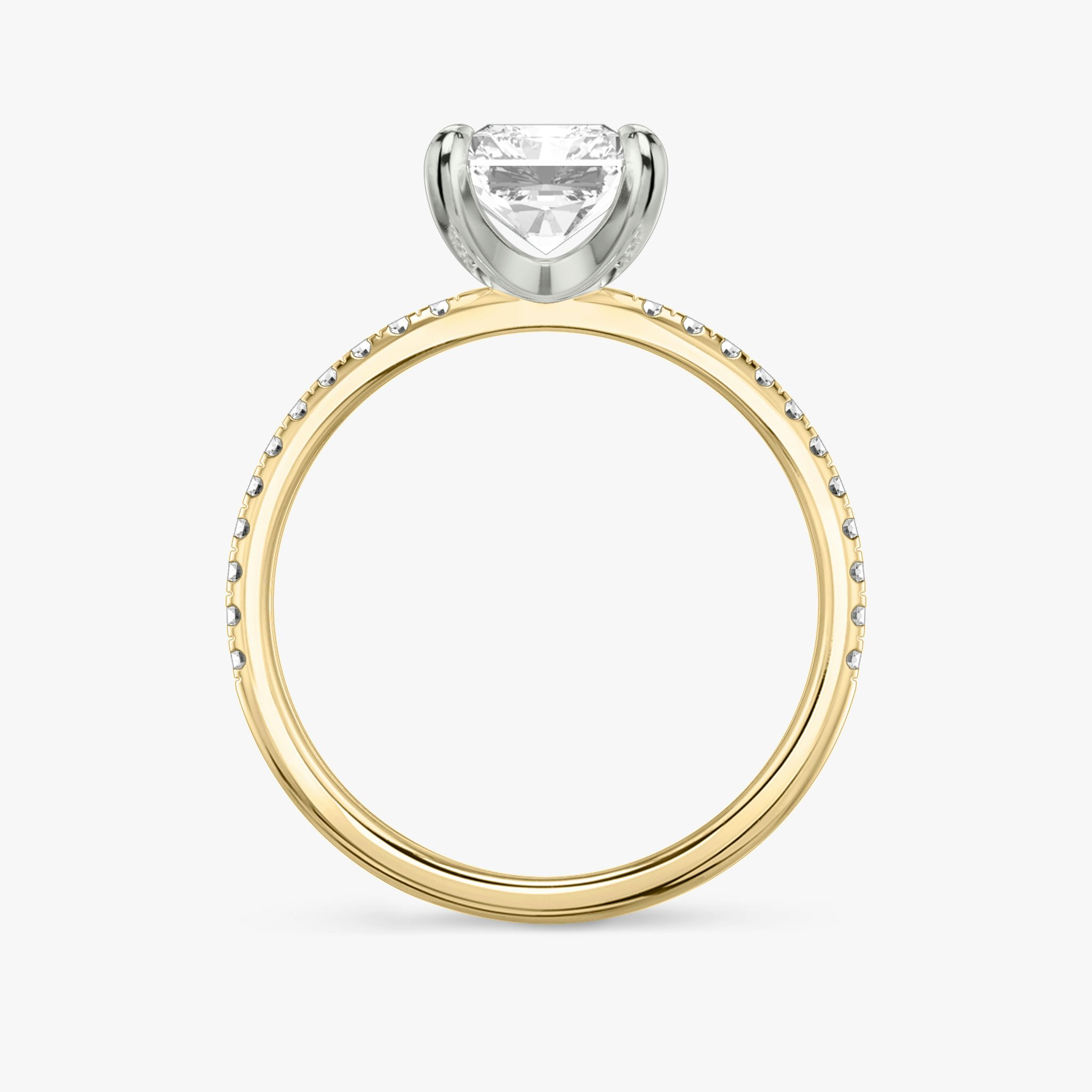 The Classic | Radiant | 18k | Yellow Gold and Platinum | bandAccent: Pavé | bandWidth: standard | diamondOrientation: vertical | caratWeight: other