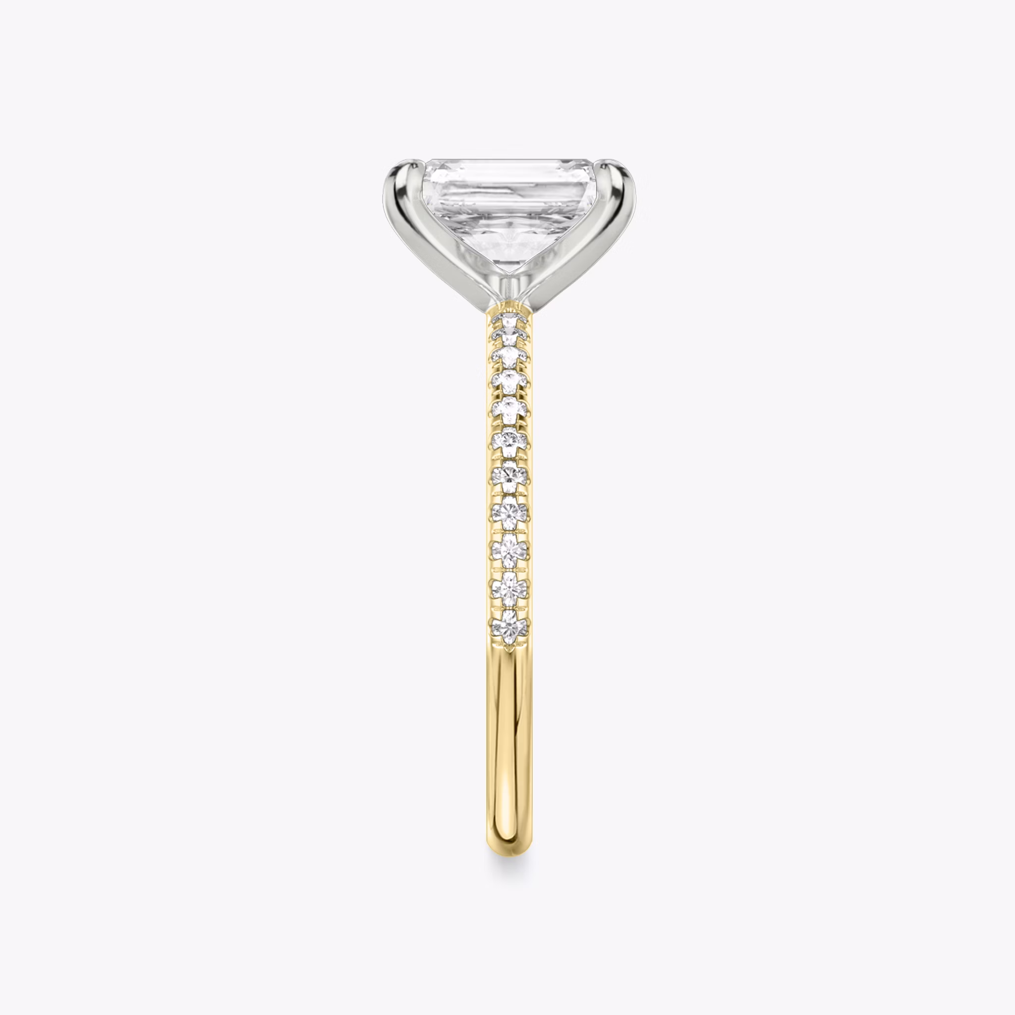 The Classic | Radiant | 18k | Yellow Gold and Platinum | bandAccent: Pavé | bandWidth: standard | diamondOrientation: vertical | caratWeight: other
