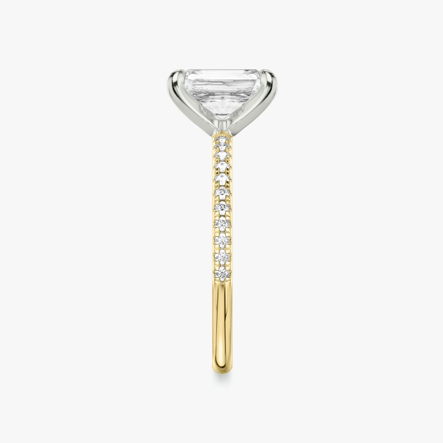 The Classic | Radiant | 18k | Yellow Gold and Platinum | bandAccent: Pavé | bandWidth: standard | diamondOrientation: vertical | caratWeight: other