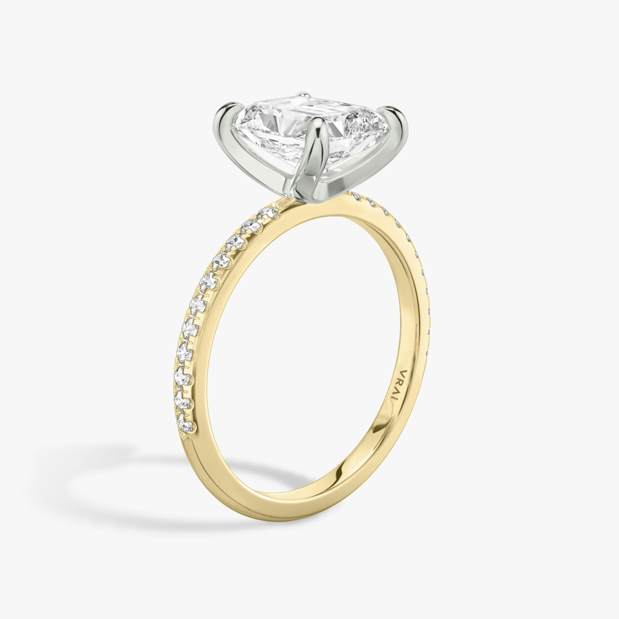 The Classic | Radiant | 18k | Yellow Gold and Platinum | bandAccent: Pavé | bandWidth: standard | diamondOrientation: vertical | caratWeight: other