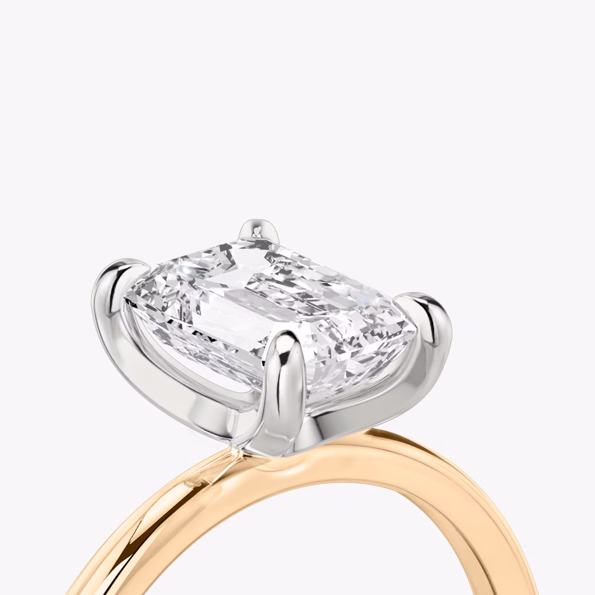 The Classic | Radiant | 14k | Rose Gold and Platinum | bandAccent: Plain | bandWidth: standard | diamondOrientation: vertical | caratWeight: other