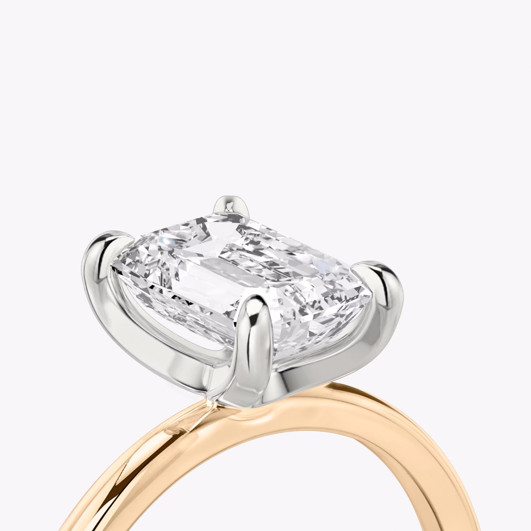 The Classic | Radiant | 14k | Rose Gold and Platinum | bandAccent: Plain | bandWidth: standard | diamondOrientation: vertical | caratWeight: other