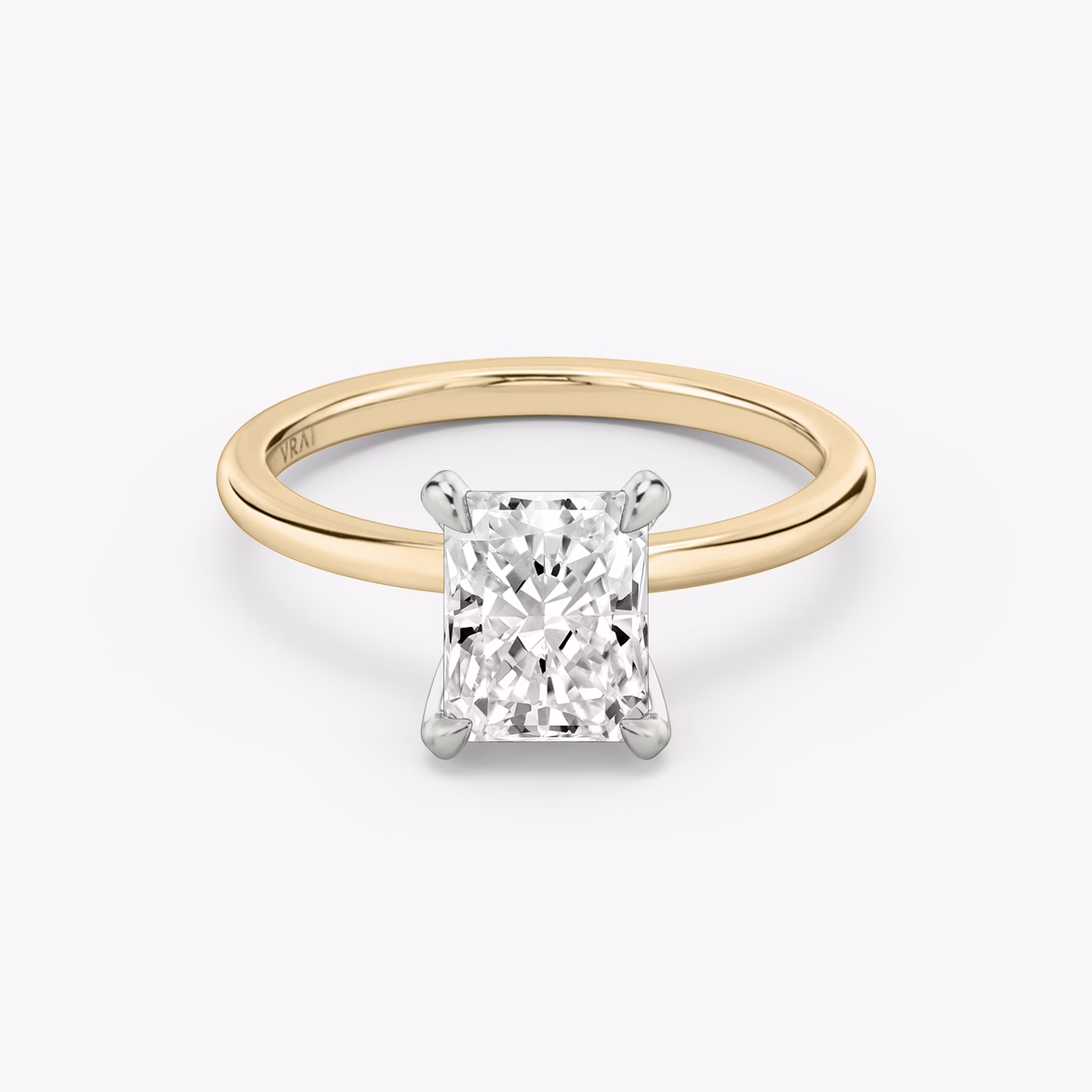 The Classic | Radiant | 14k | Rose Gold and Platinum | bandAccent: Plain | bandWidth: standard | diamondOrientation: vertical | caratWeight: other