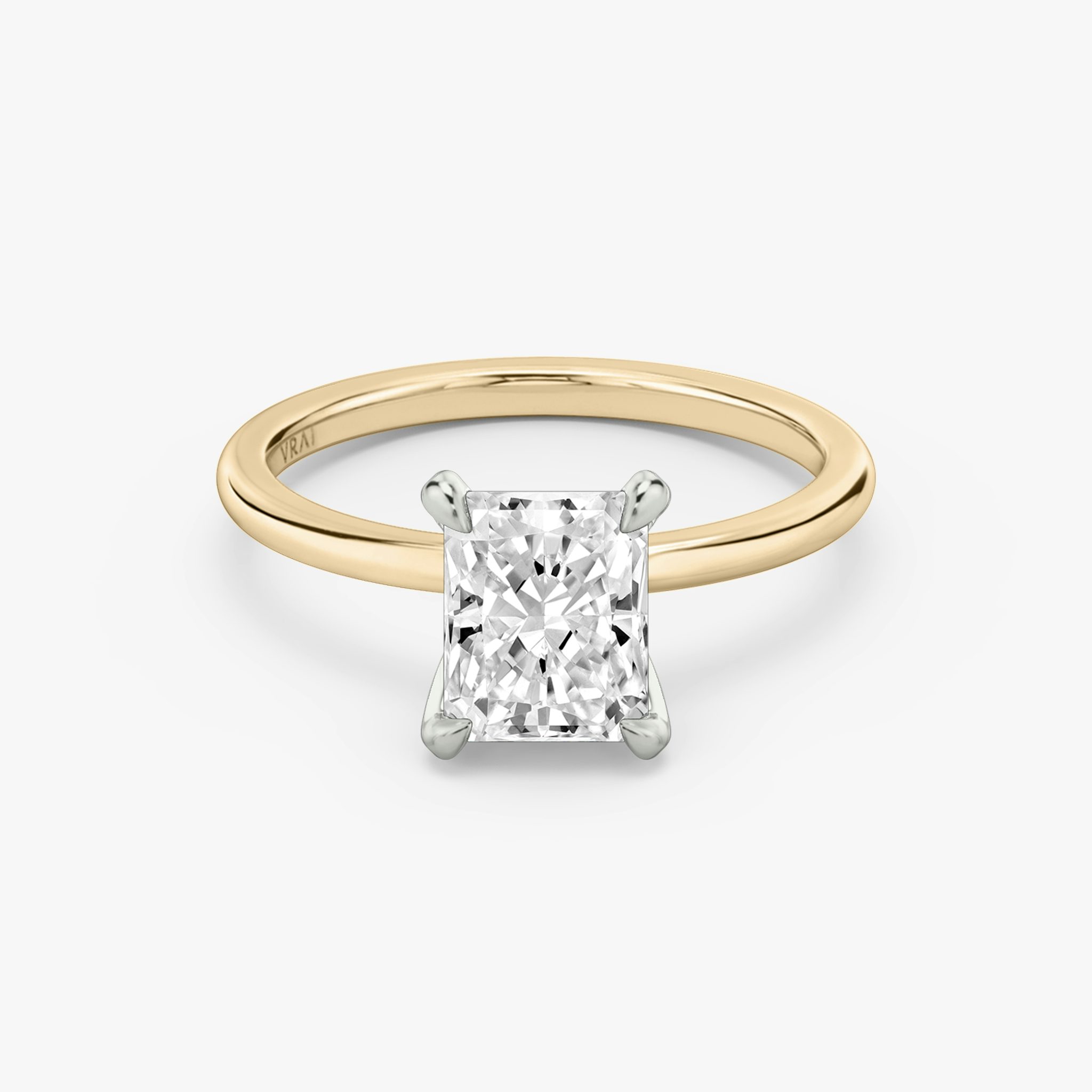 The Classic | Radiant | 14k | Rose Gold and Platinum | bandAccent: Plain | bandWidth: standard | diamondOrientation: vertical | caratWeight: other