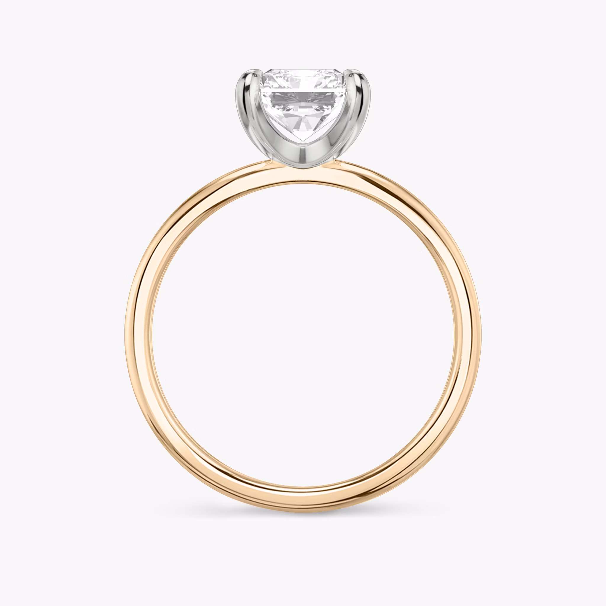 The Classic | Radiant | 14k | Rose Gold and Platinum | bandAccent: Plain | bandWidth: standard | diamondOrientation: vertical | caratWeight: other