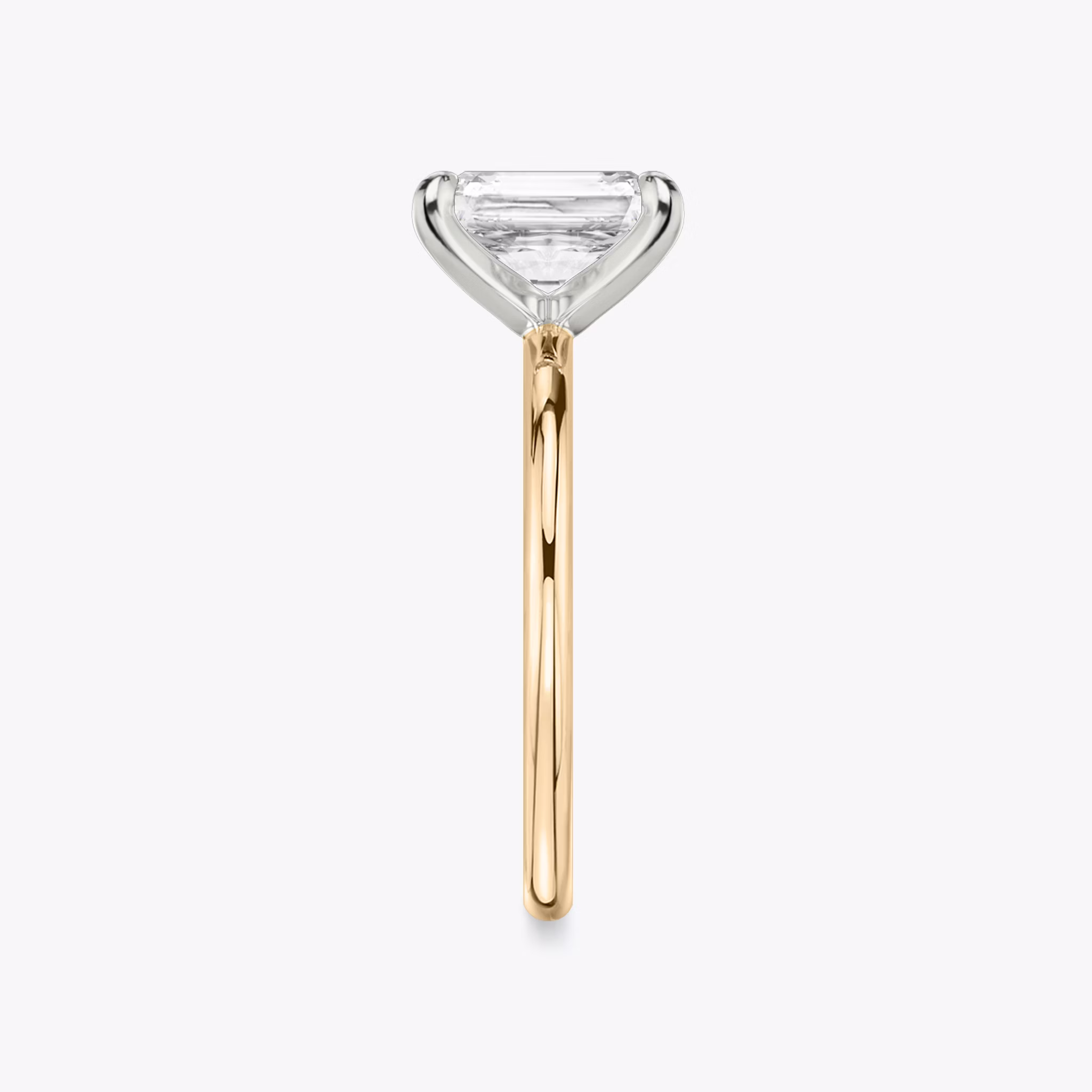 The Classic | Radiant | 14k | Rose Gold and Platinum | bandAccent: Plain | bandWidth: standard | diamondOrientation: vertical | caratWeight: other