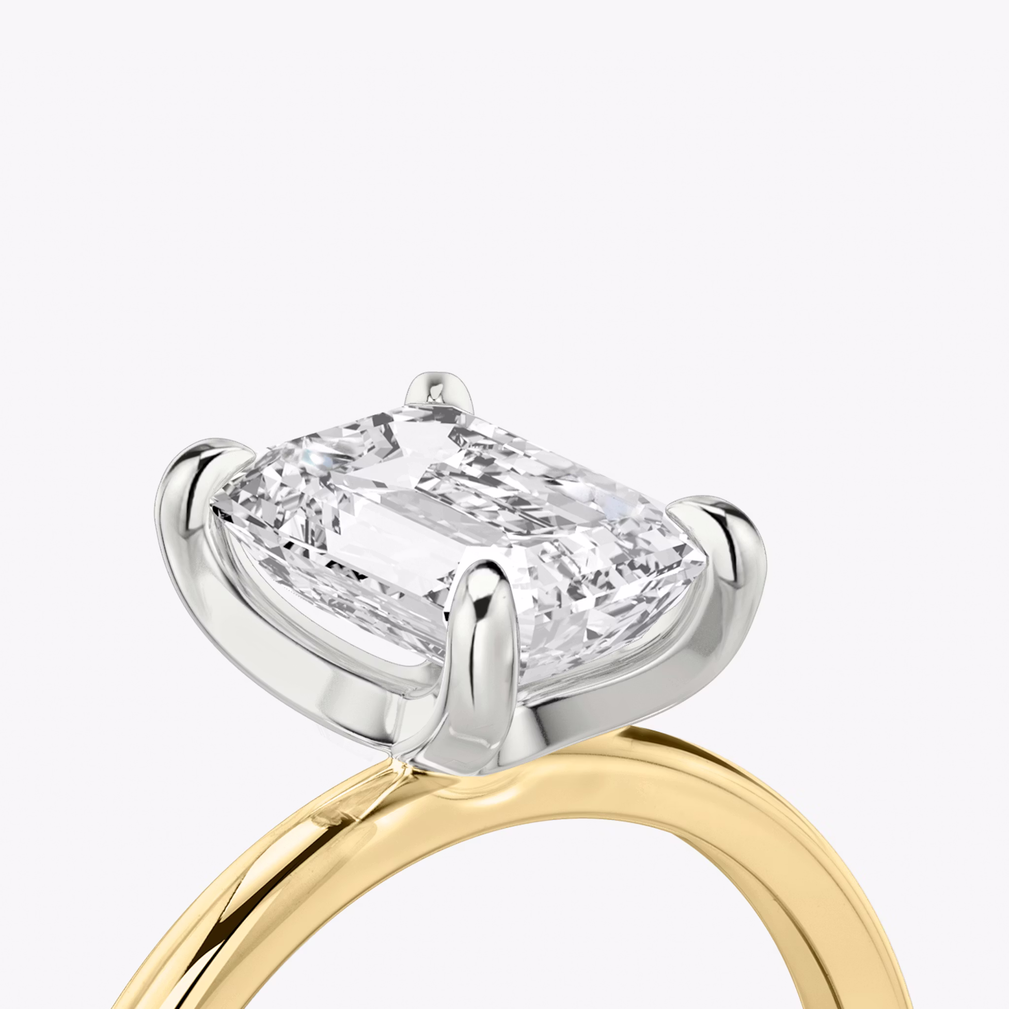 The Classic | Radiant | 18k | Yellow Gold and Platinum | bandAccent: Plain | bandWidth: standard | diamondOrientation: vertical | caratWeight: other