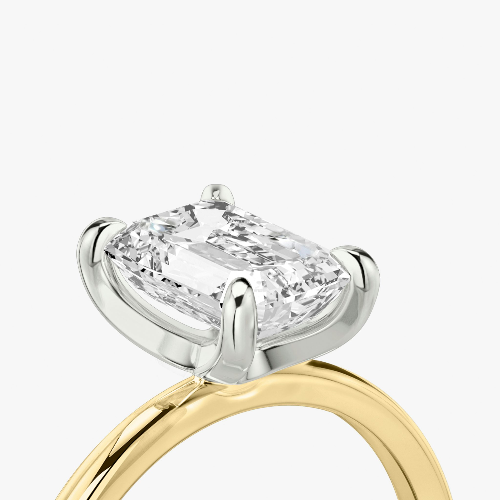 The Classic | Radiant | 18k | Yellow Gold and Platinum | bandAccent: Plain | bandWidth: standard | diamondOrientation: vertical | caratWeight: other