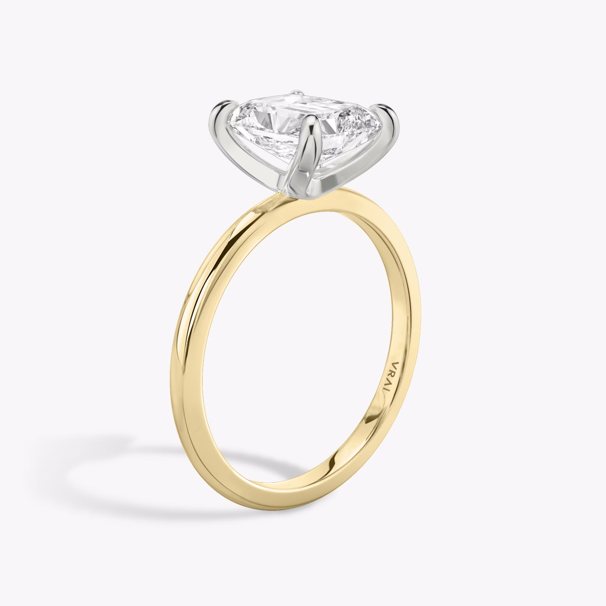 The Classic | Radiant | 18k | Yellow Gold and Platinum | bandAccent: Plain | bandWidth: standard | diamondOrientation: vertical | caratWeight: other