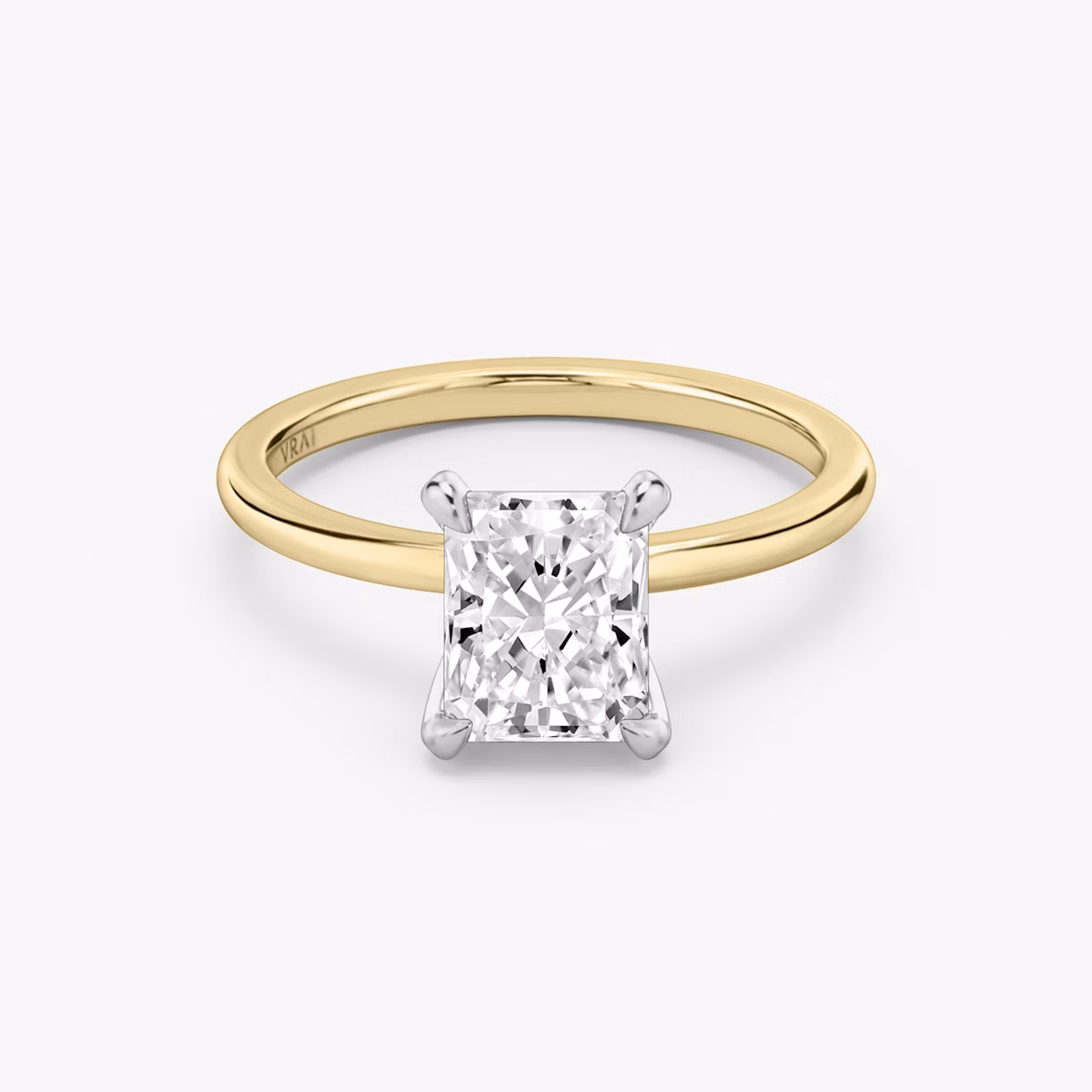The Classic | Radiant | 18k | Yellow Gold and Platinum | bandAccent: Plain | bandWidth: standard | diamondOrientation: vertical | caratWeight: other
