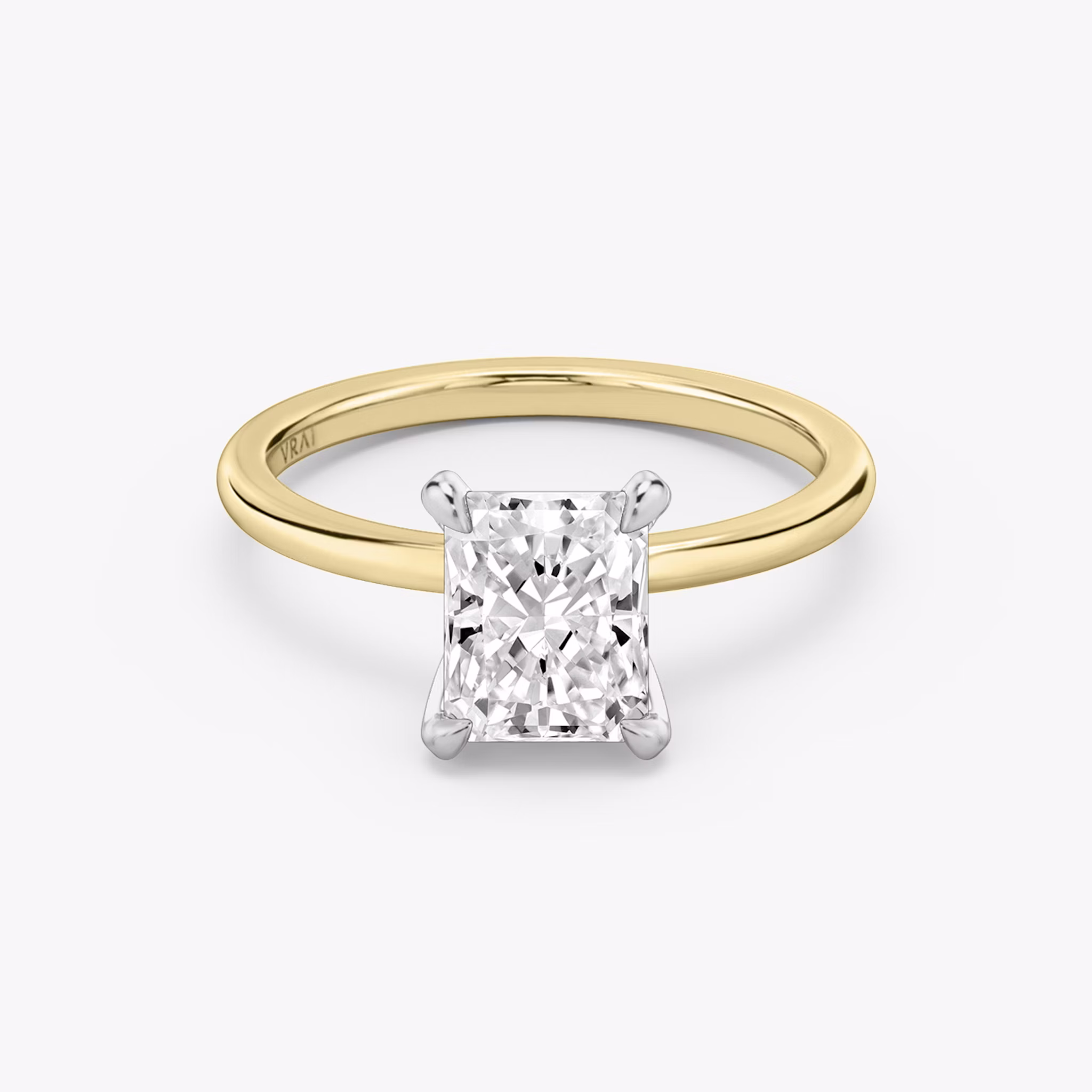 The Classic | Radiant | 18k | Yellow Gold and Platinum | bandAccent: Plain | bandWidth: standard | diamondOrientation: vertical | caratWeight: other