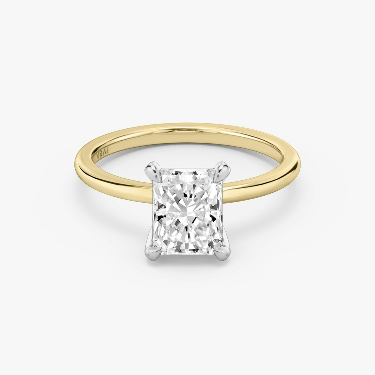 The Classic | Radiant | 18k | Yellow Gold and Platinum | bandAccent: Plain | bandWidth: standard | diamondOrientation: vertical | caratWeight: other