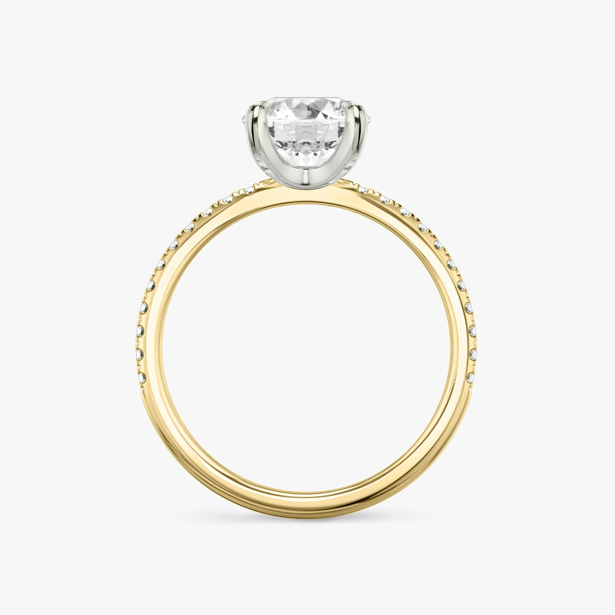 The Classic | Round Brilliant | 18k | Yellow Gold and Platinum | bandAccent: Pavé | bandWidth: standard | caratWeight: other | diamondOrientation: vertical