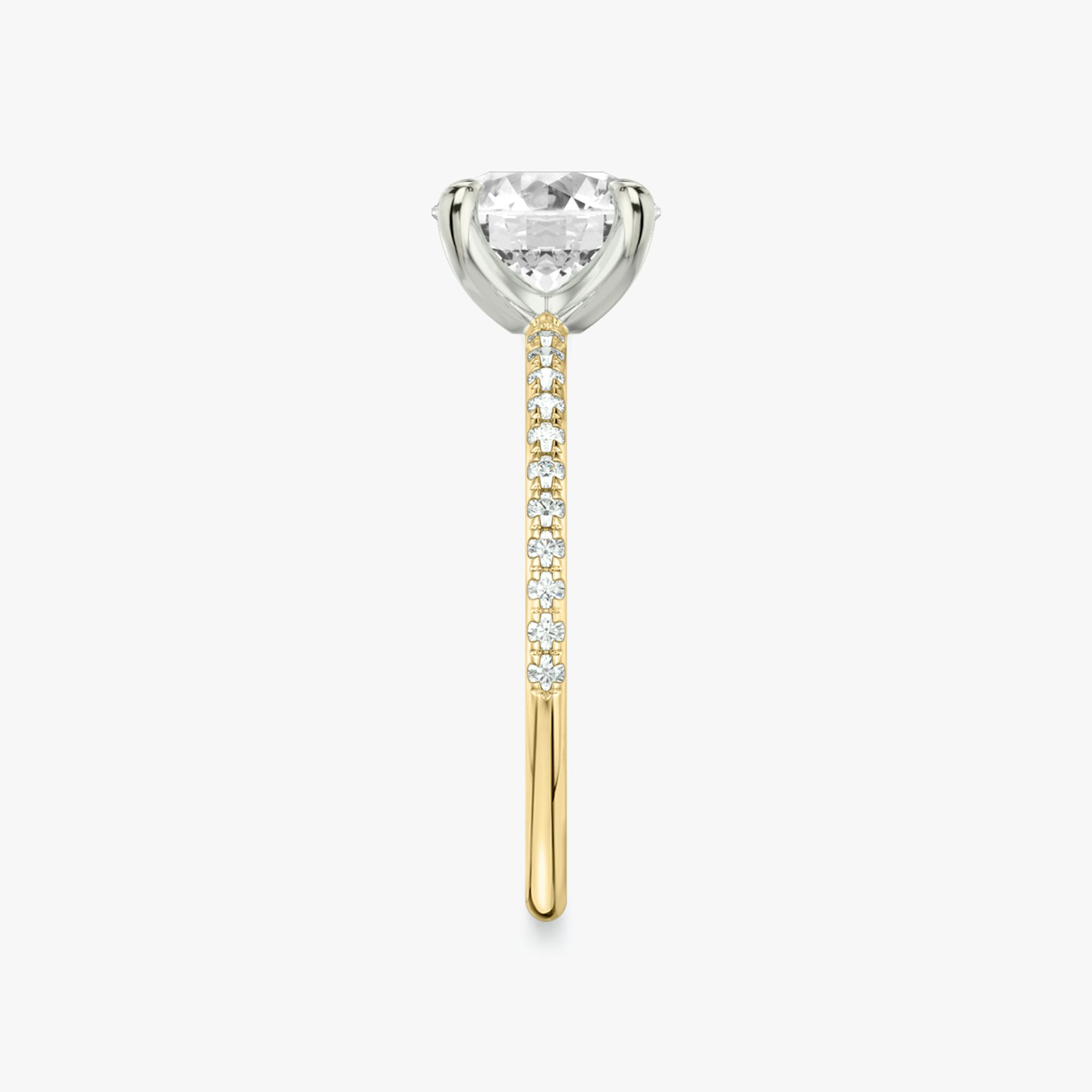 The Classic | Round Brilliant | 18k | Yellow Gold and Platinum | bandAccent: Pavé | bandWidth: standard | caratWeight: other | diamondOrientation: vertical