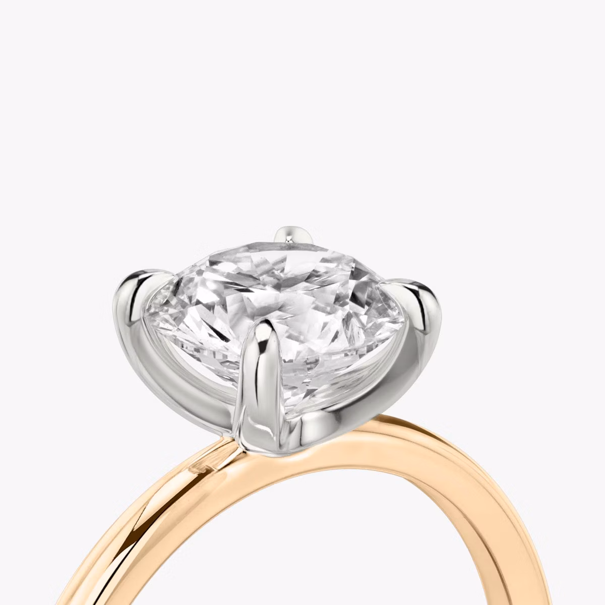 The Classic | Round Brilliant | 14k | Rose Gold and Platinum | bandAccent: Plain | bandWidth: standard | caratWeight: 1.5ct | diamondOrientation: vertical
