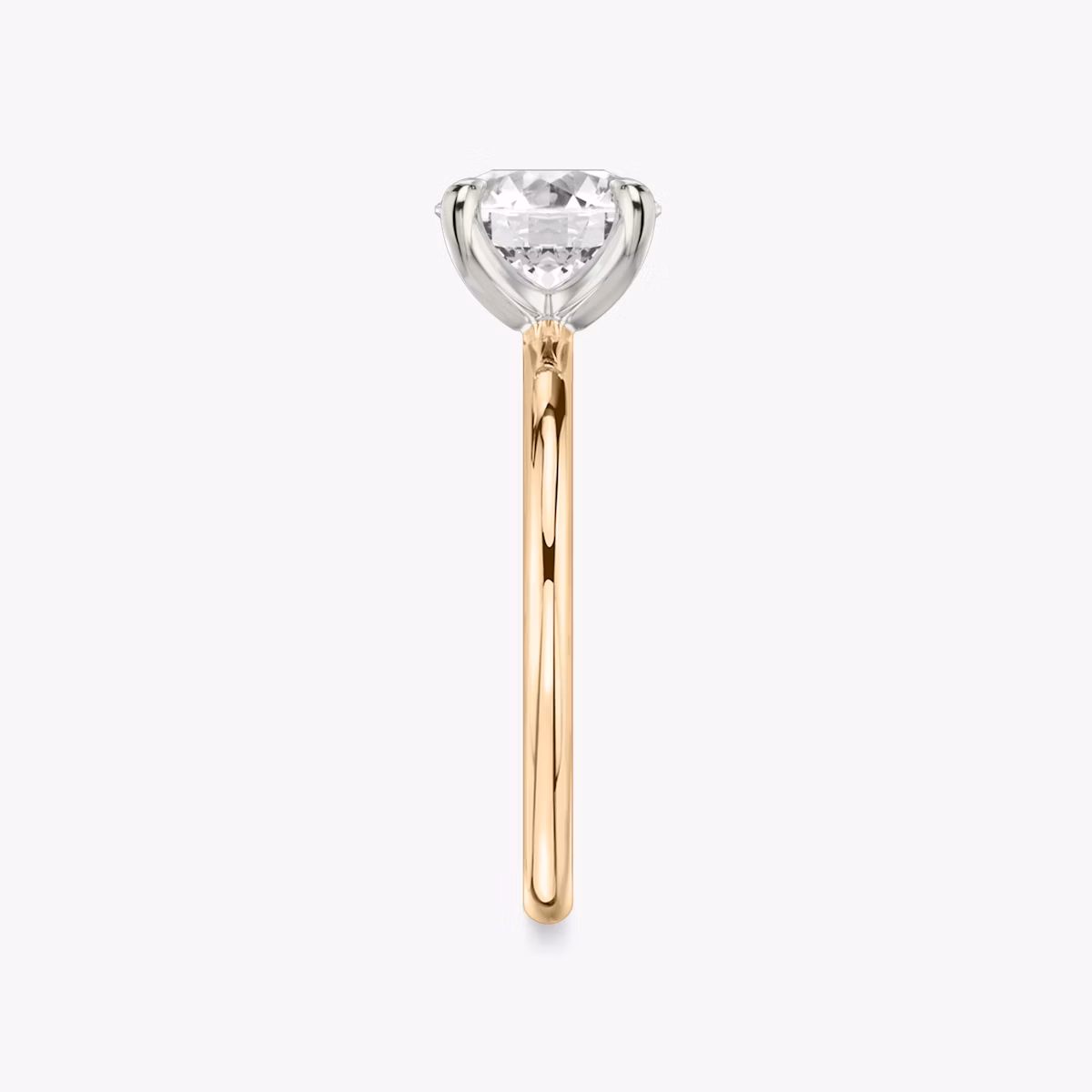 The Classic | Round Brilliant | 14k | Rose Gold and Platinum | bandAccent: Plain | bandWidth: standard | caratWeight: 1.5ct | diamondOrientation: vertical
