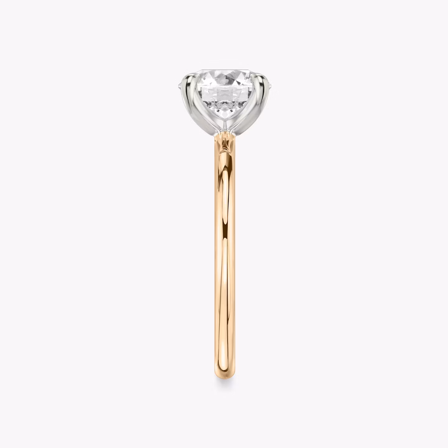 The Classic | Round Brilliant | 14k | Rose Gold and Platinum | bandAccent: Plain | bandWidth: standard | caratWeight: 1.5ct | diamondOrientation: vertical