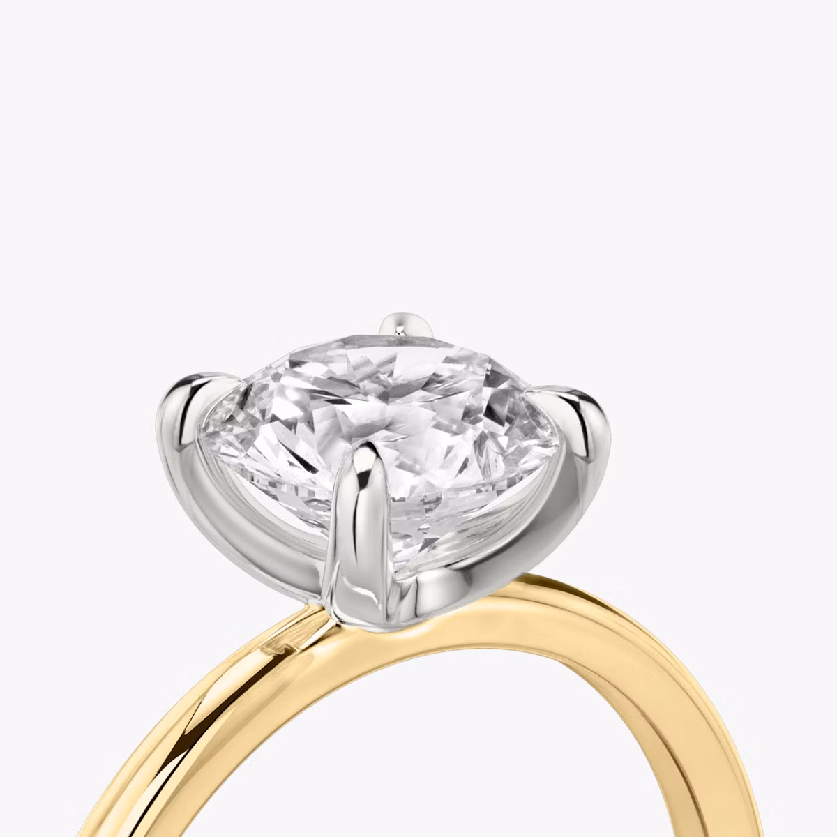 The Classic | Round Brilliant | 18k | Yellow Gold and Platinum | bandAccent: Plain | bandWidth: standard | caratWeight: 1.5ct | diamondOrientation: vertical