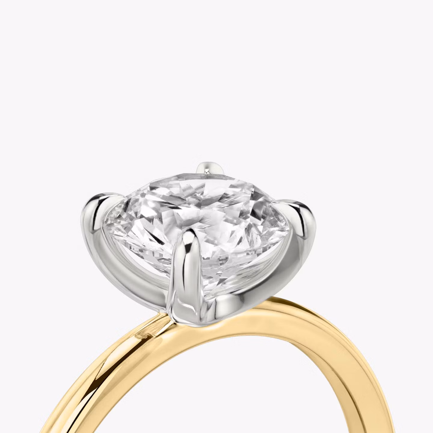 The Classic | Round Brilliant | 18k | Yellow Gold and Platinum | bandAccent: Plain | bandWidth: standard | caratWeight: 1.0ct | diamondOrientation: vertical