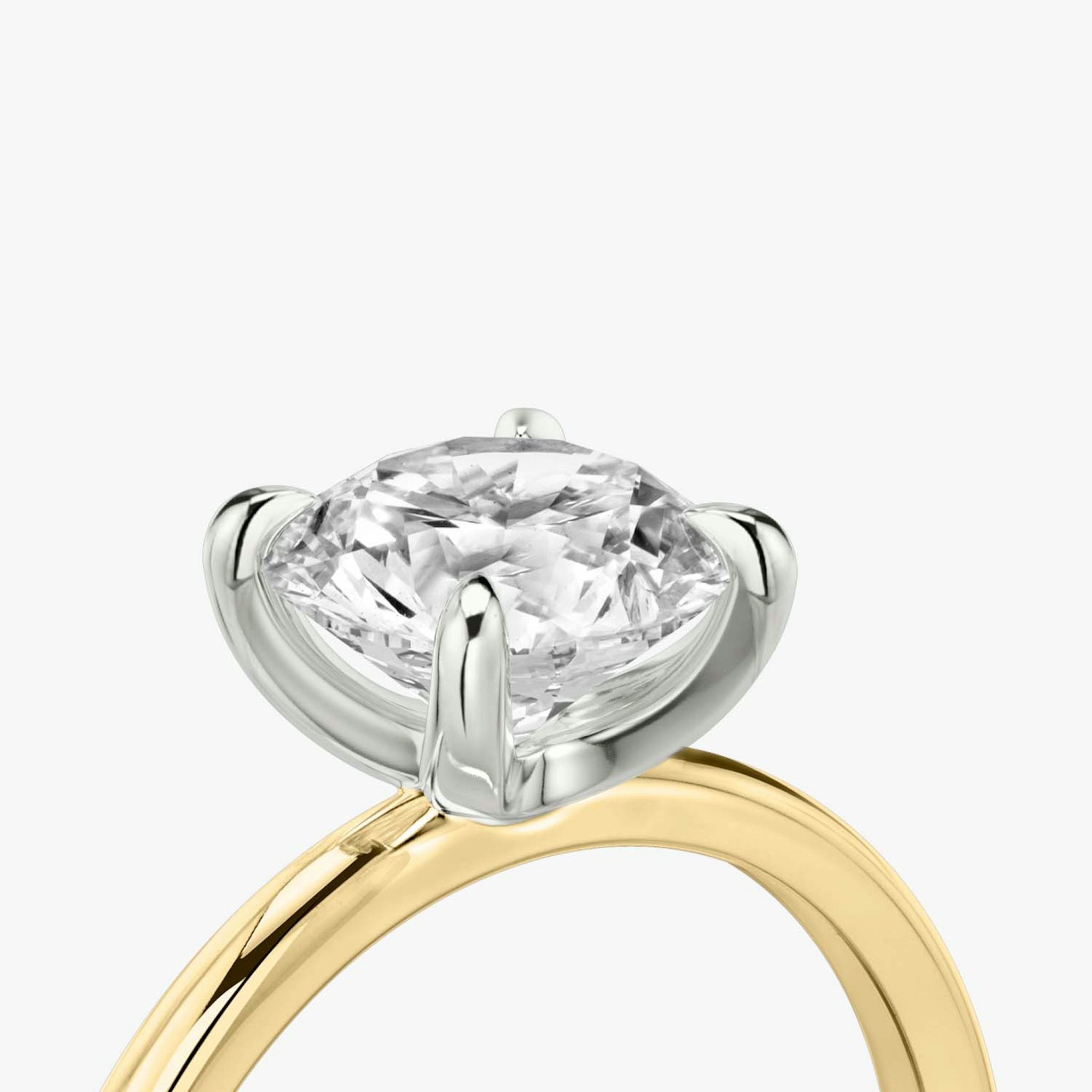The Classic | Round Brilliant | 18k | Yellow Gold and Platinum | bandAccent: Plain | bandWidth: standard | caratWeight: other | diamondOrientation: vertical
