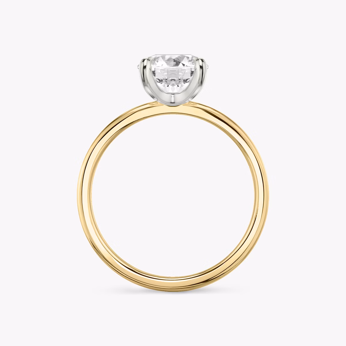 The Classic | Round Brilliant | 18k | Yellow Gold and Platinum | bandAccent: Plain | bandWidth: standard | caratWeight: 1.5ct | diamondOrientation: vertical