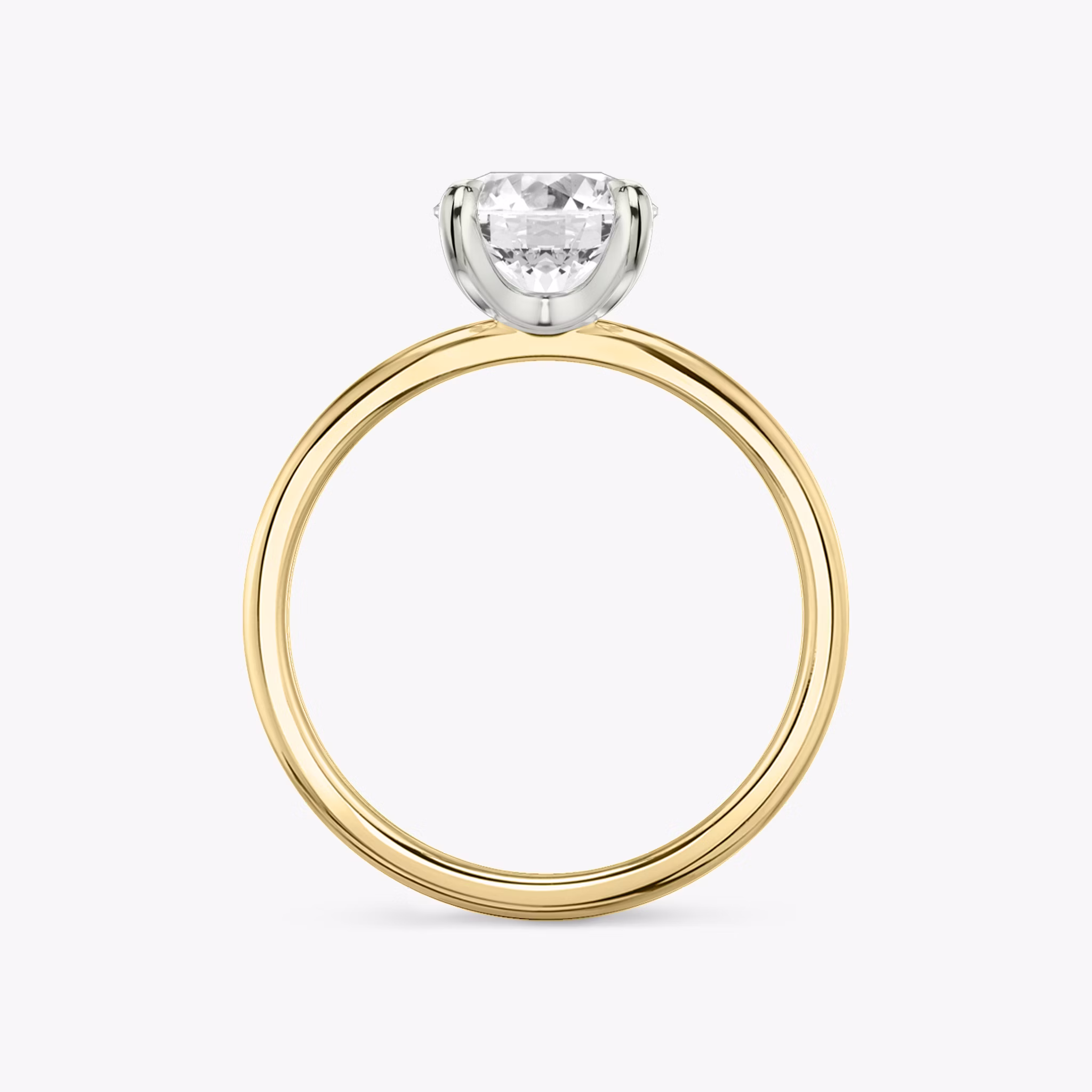 The Classic | Round Brilliant | 18k | Yellow Gold and Platinum | bandAccent: Plain | bandWidth: standard | caratWeight: other | diamondOrientation: vertical