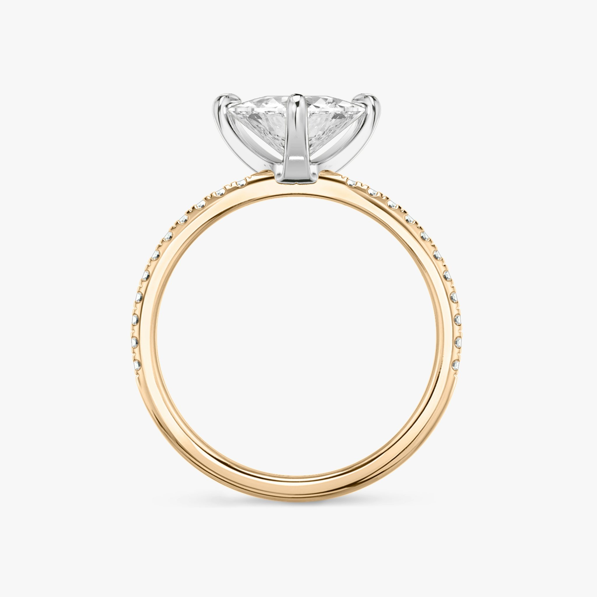 The Classic | Trillion | 14k | Rose Gold and Platinum | bandAccent: Pavé | bandWidth: standard | diamondOrientation: vertical | caratWeight: other