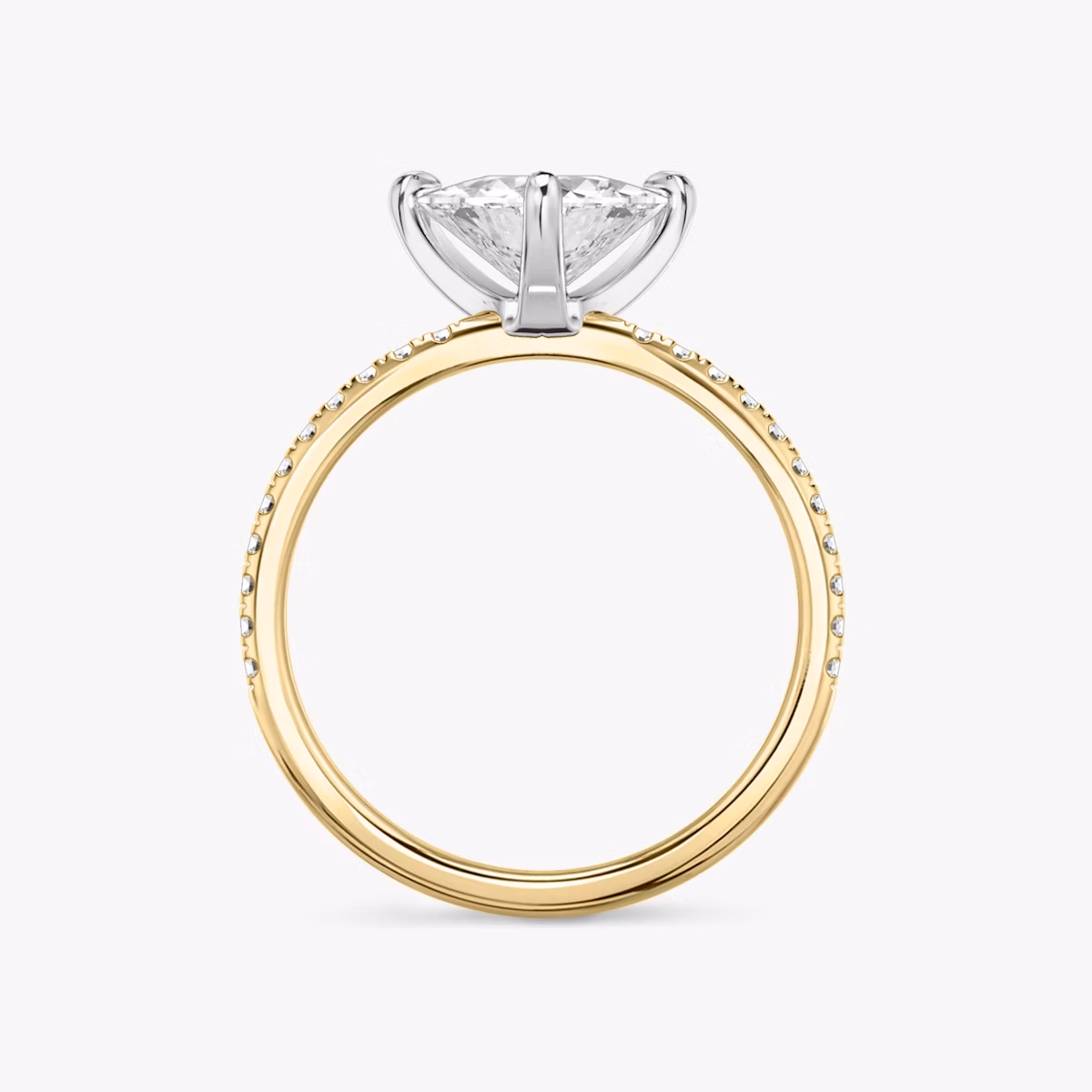 The Classic | Trillion | 18k | Yellow Gold and Platinum | bandAccent: Pavé | bandWidth: standard | diamondOrientation: vertical | caratWeight: other