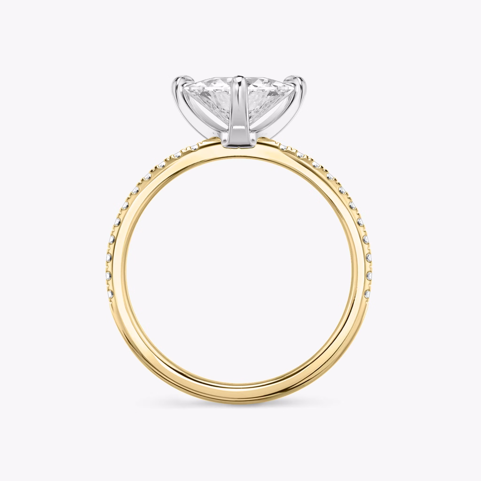 The Classic | Trillion | 18k | Yellow Gold and Platinum | bandAccent: Pavé | bandWidth: standard | diamondOrientation: vertical | caratWeight: other