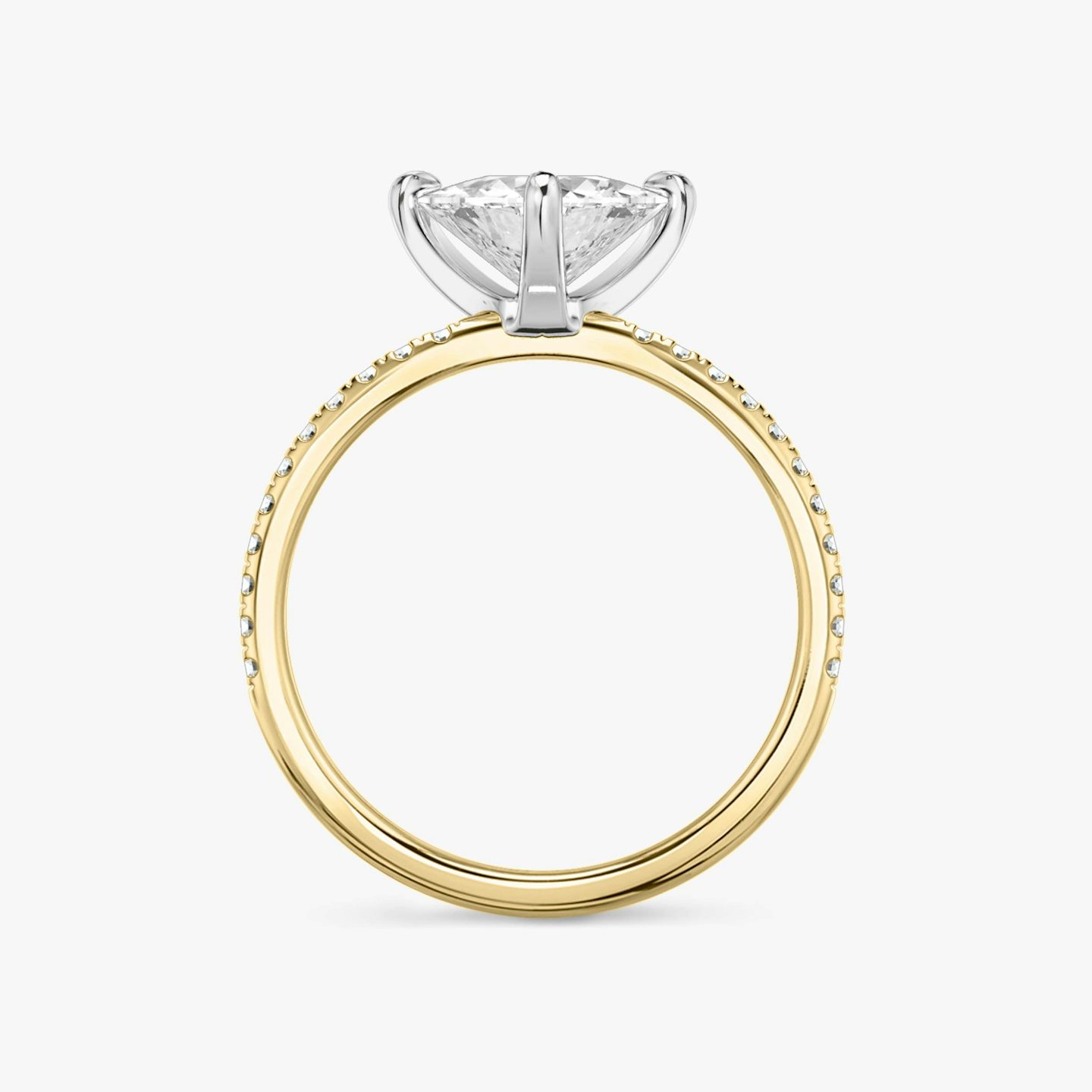 The Classic | Trillion | 18k | Yellow Gold and Platinum | bandAccent: Pavé | bandWidth: standard | diamondOrientation: vertical | caratWeight: other
